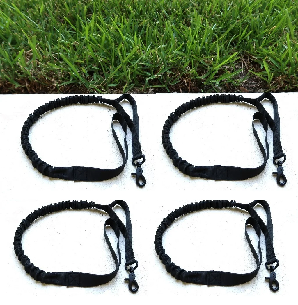 4 Sets Tactical Bungee Dog Leash Heavy Duty Fast Dispatch 2 Handle Control Quick Release Cat Dog Pet Leash With Shock Absorbing Dog Training Leashes Black