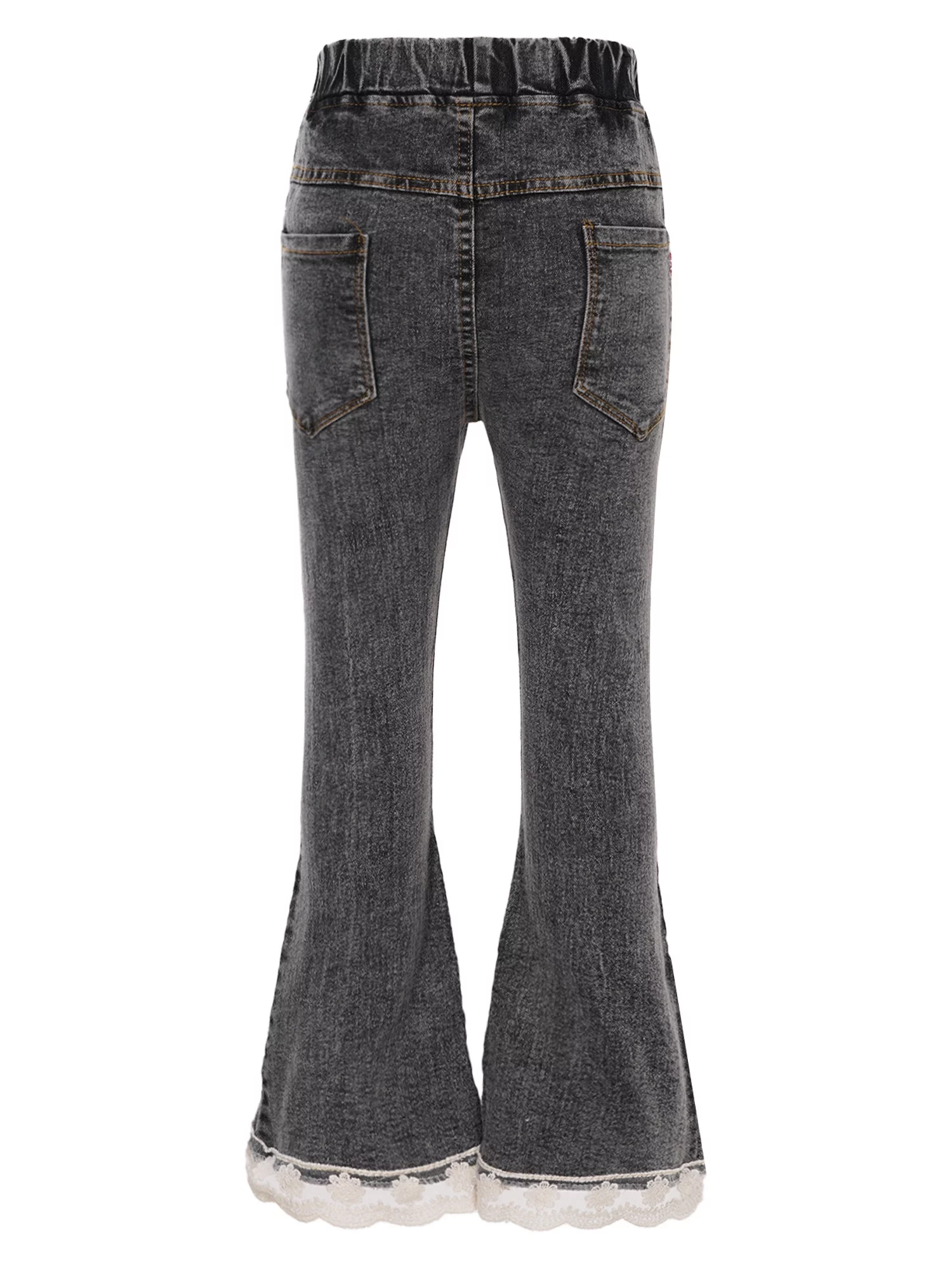 CHICTRY Kids Girls Ripped Flare Jeans Bell Bottoms Casual Denim Pants Streetwear,Sizes 6-14 Dark Gray-A 140