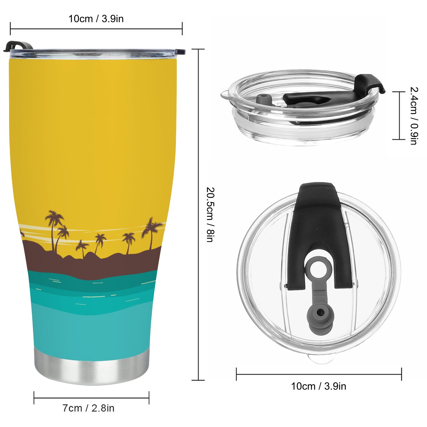 Hidove Stainless Steel Tumbler, Tropical Island 30oz Leak Proof & Stainless Steel Bottle for Hot & Cold Drinks - Coffee Travel Mug, Water Metal Canteen, Thermal Cup
