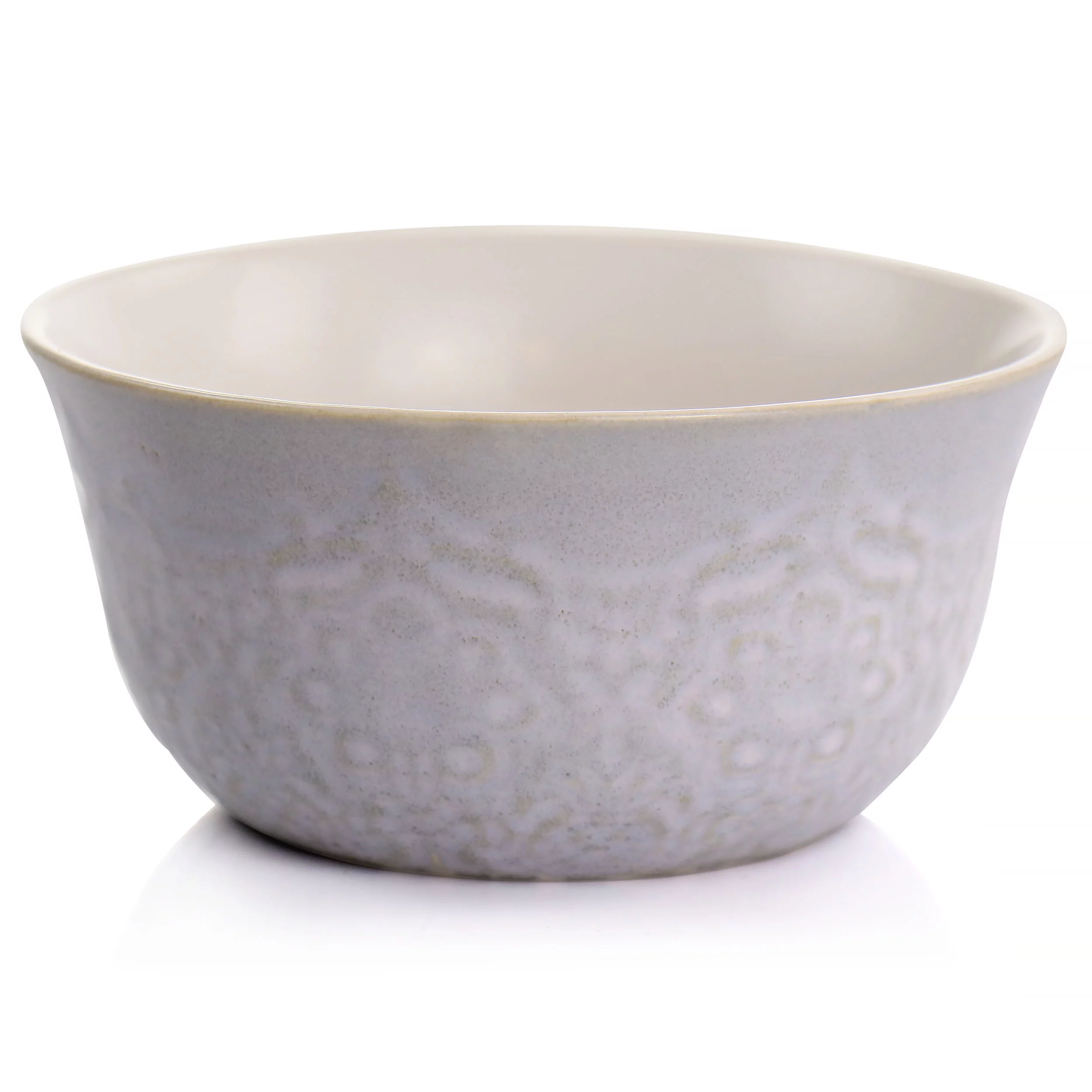 Hometrends Portina Embossed Scallop 6.1 inch Round 4 Piece Bowl Set in Grey