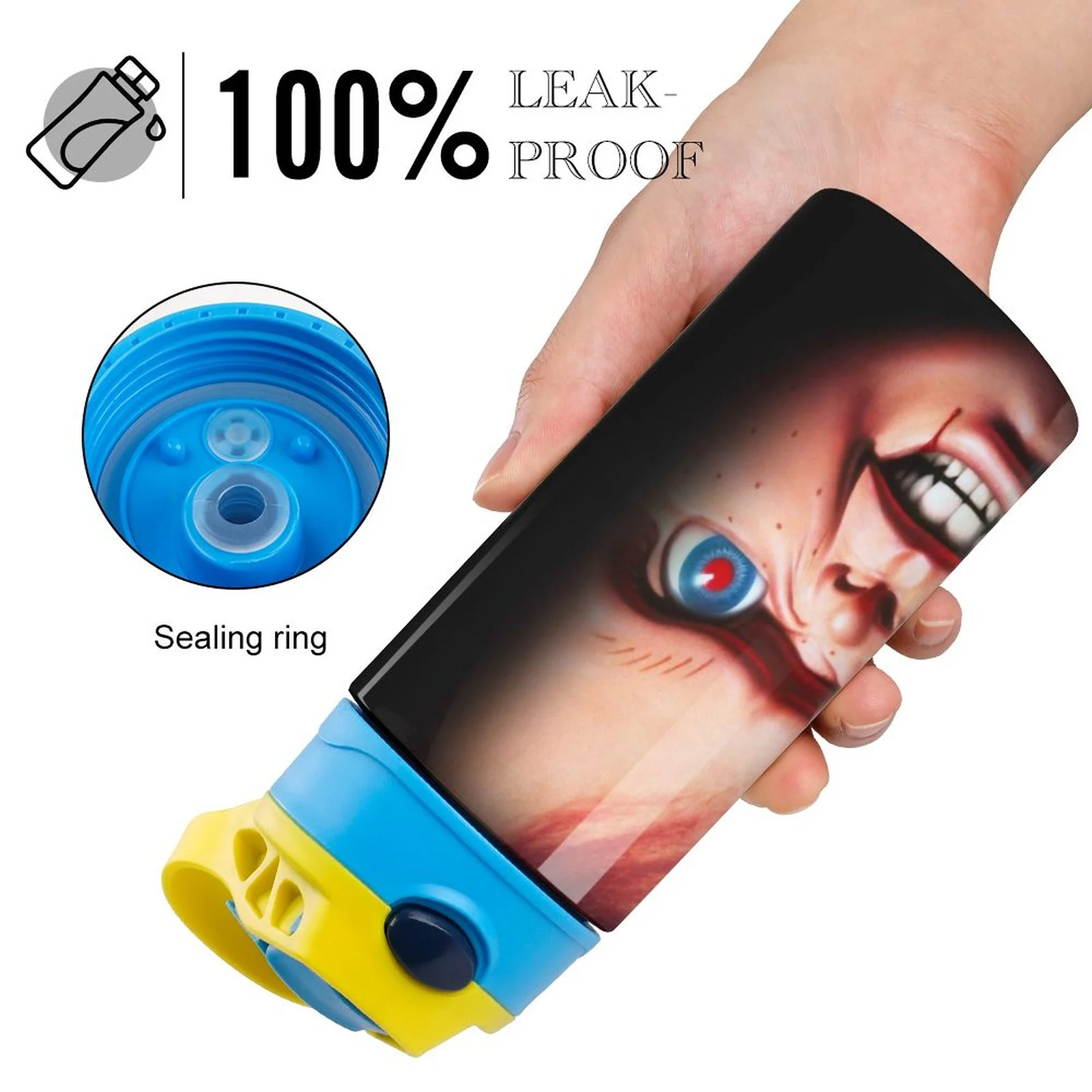 Chucky Scary Kid's Insulated Water Bottle With Straw Vacuum Stainless Steel Cup Leak-Proof Children Toddler Thermoses