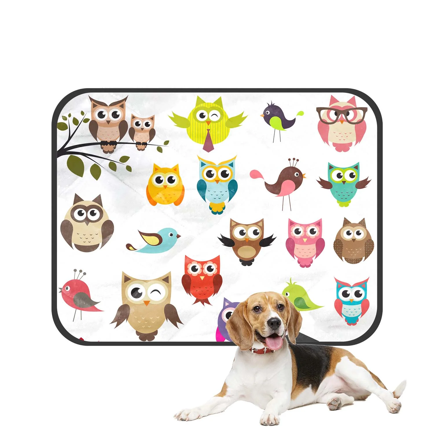PKQWTM Set Of Owls Pet Dog Cat Bed Pee Pads Mat Cushion Potty Dogs Blankets Crate Bed Kennel 36x48 inch