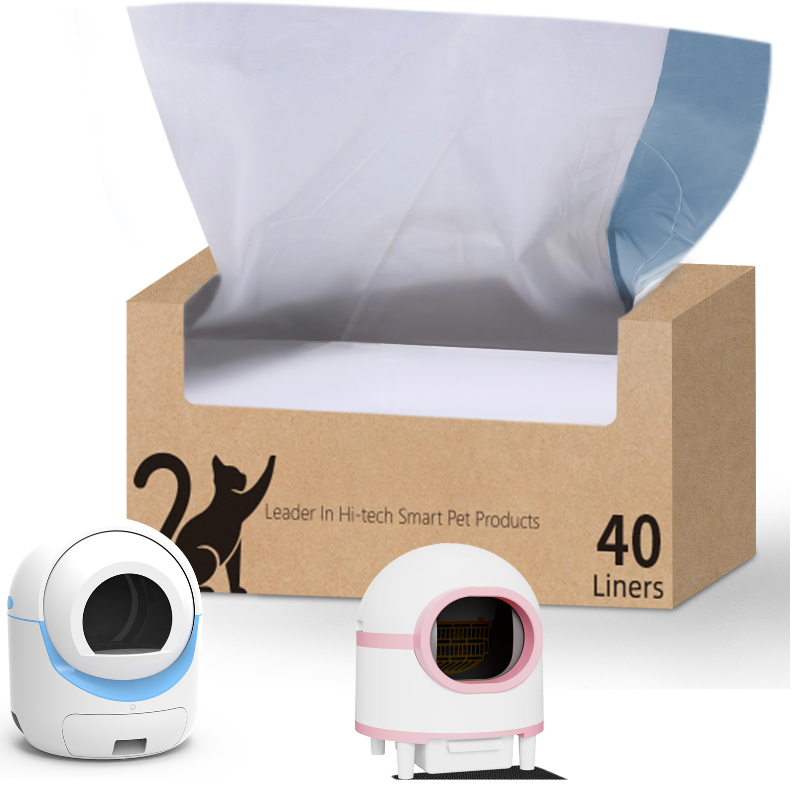 CATLK Thick Garbage Bag for Smart Cat Litter Box, Strong and Durable, Convenient for Disposal 40PCS