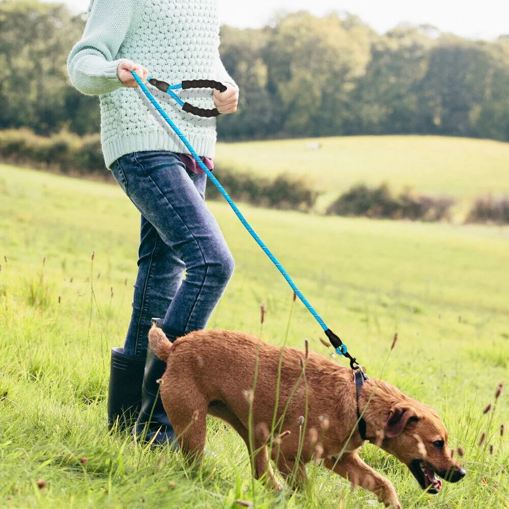 4.9ft Dog Walking Training Leash Reflective Nylon Lead Rope Soft Padded Handle