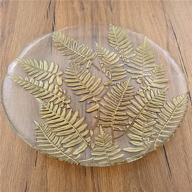 Red Pomegranate Collection 4553-1 13 in. Fern Charger Plates, Gold - Set of 4