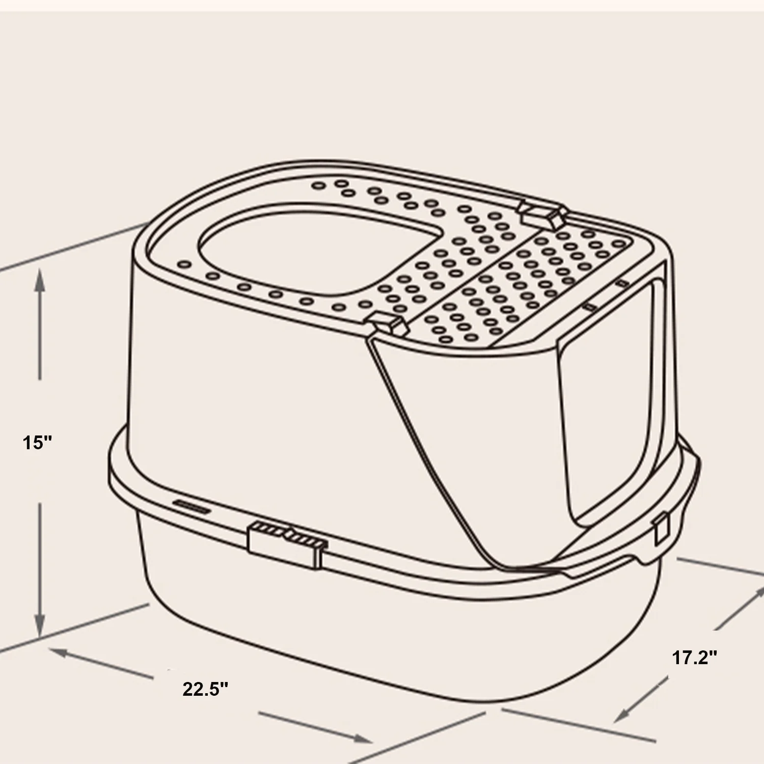 HANAMYA Flip-Top Jumbo Cat Litter Box with Scoop, Front Entry and Top Exit, White&Gray