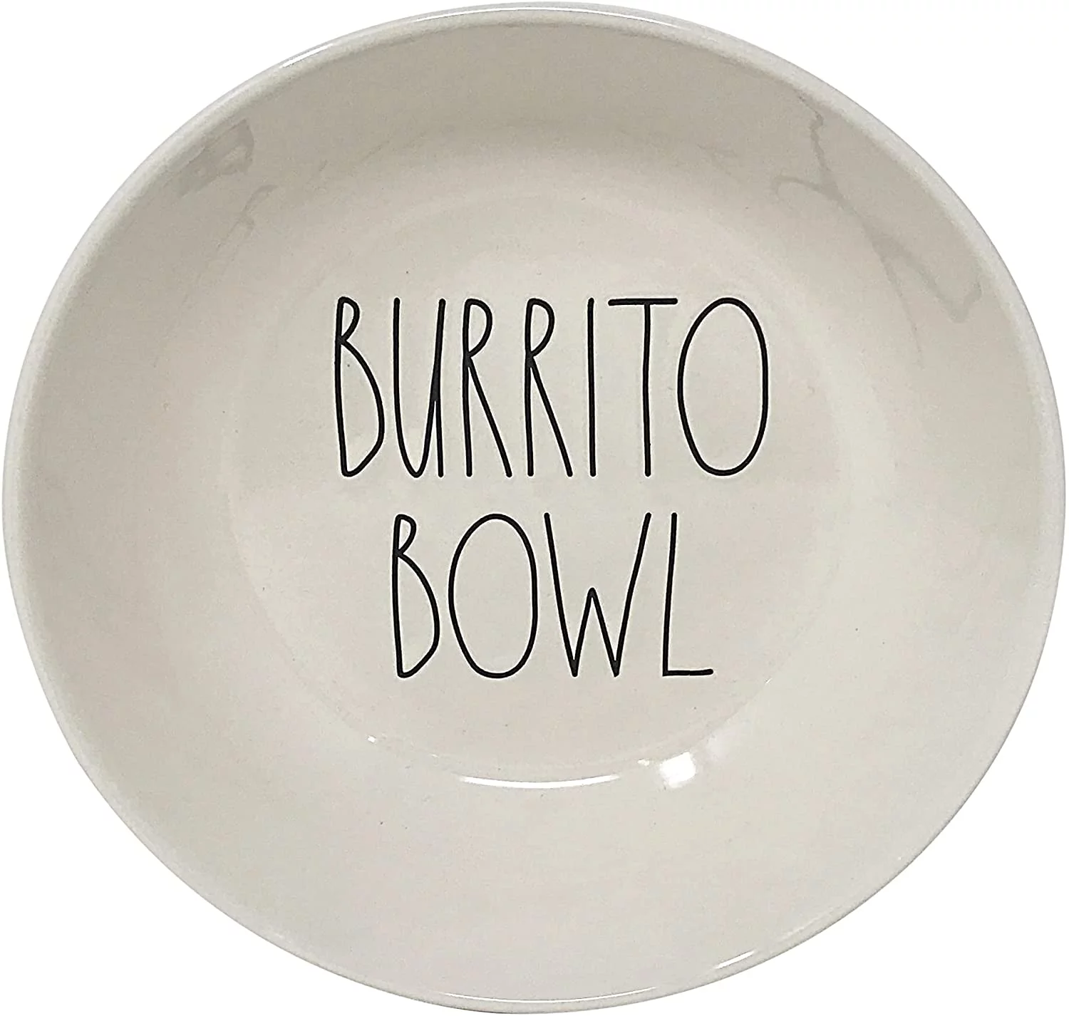 Rae Dunn Burrito Bowl Black LL Letters Ivory Ceramic 8 in Diameter 2.25 in Height Kitchen