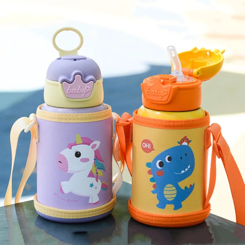 500ml Unicorn Kids Thermos Bottle Cute Children's Thermal Water Bottle Stainless Steel Thermos Mug For Student Water Cup 500ML PURPLE