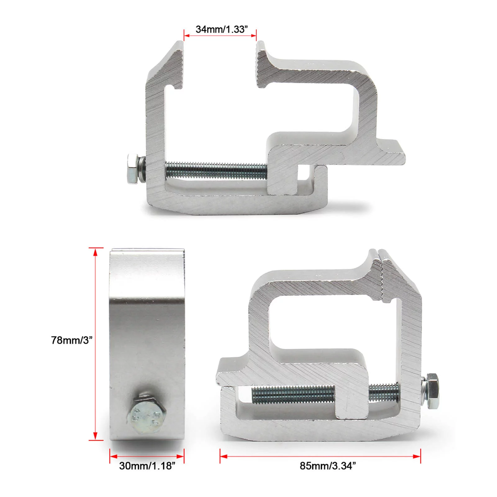 Yaoping Long Reach Universal Mounting Clamps For Truck Topper Campers(Silver)