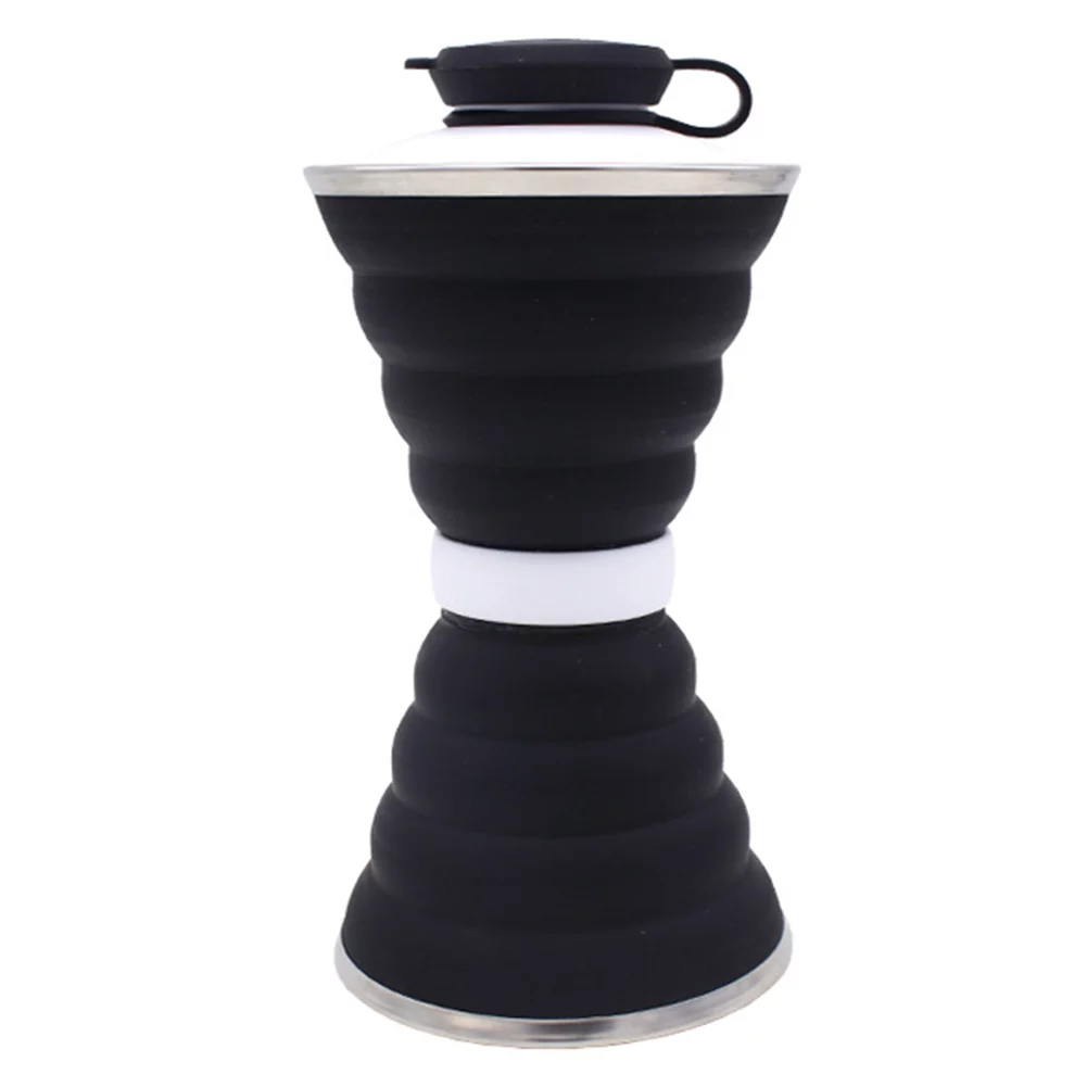 500mL Collapsible Soft Kettle Outdoor Silicone Water Bottle (Black+White)
