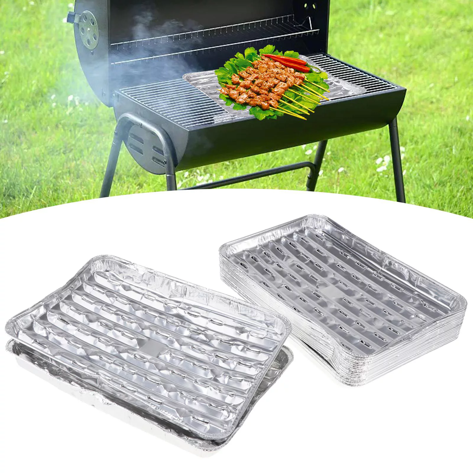40pcs Aluminum Grilling Tray Rectangular BBQ Plate Disposable Cake Pan