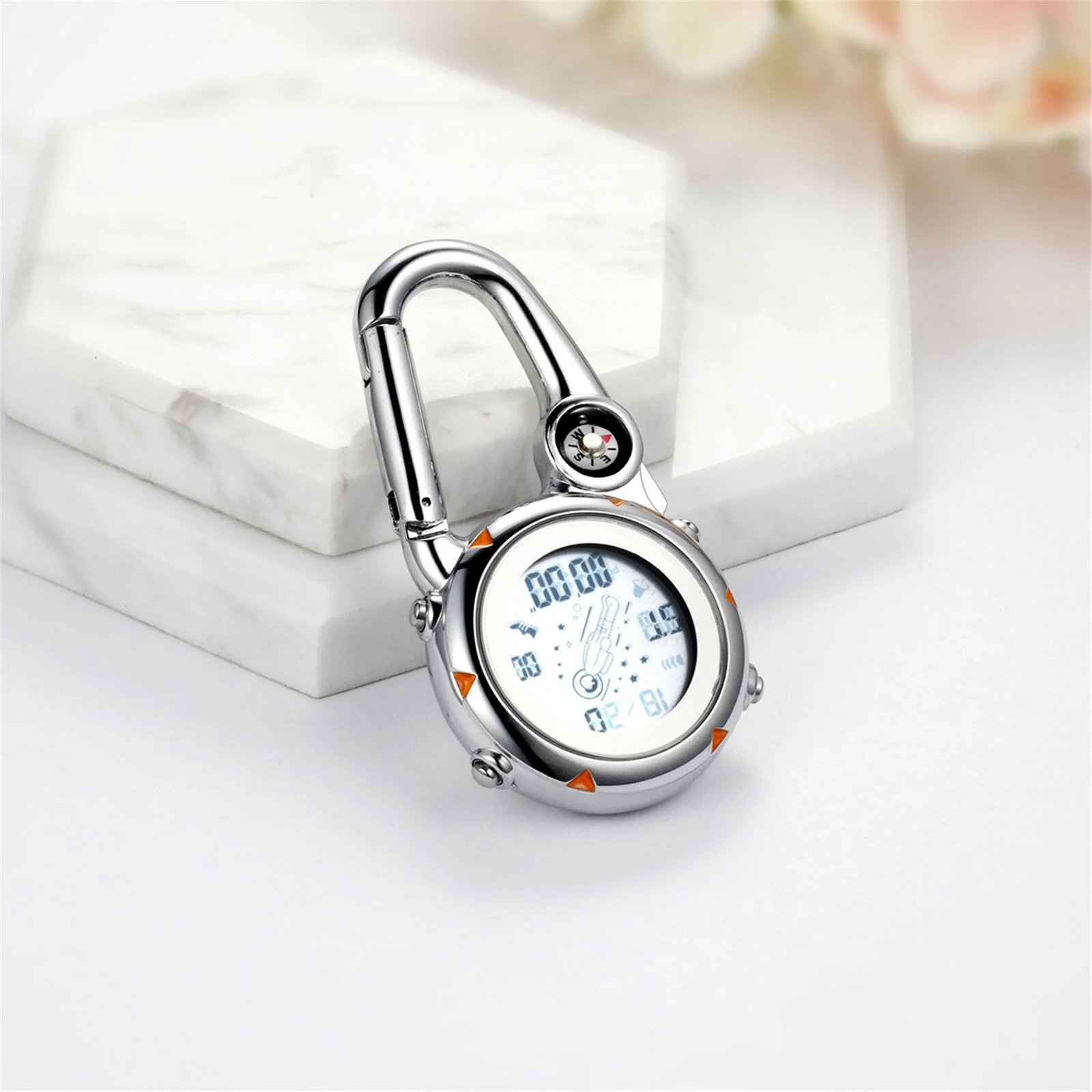 Multifunction Clip-On Carabiner Backpack Digital Watch W/ Light Compass Calendar