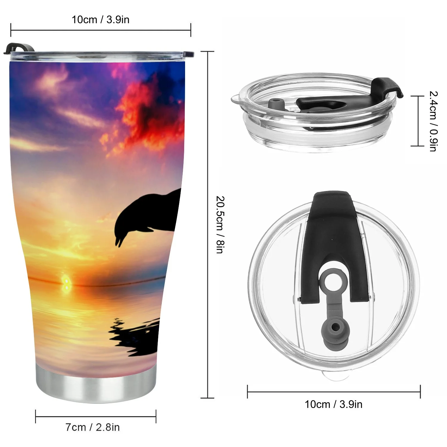 Hidove Stainless Steel Tumbler, Beautiful Calm Ocean at Sunset 30oz Leak Proof & Stainless Steel Bottle for Hot & Cold Drinks - Coffee Travel Mug, Water Metal Canteen, Thermal Cup