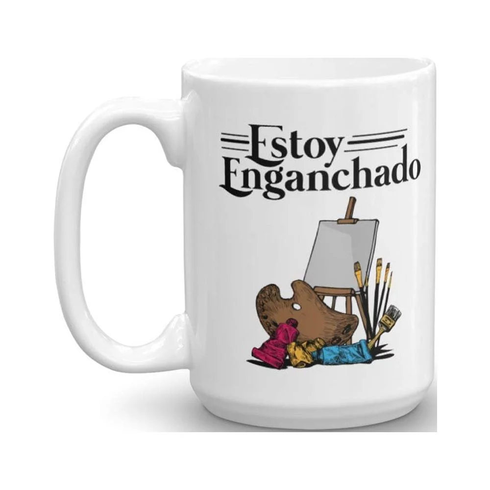 Vintage Estoy Enganchado Painting Mexican Style Painters' Palette Coffee & Tea Gift Mug Stuff For Spanish Speaking Hispanic Men & Women (15oz)