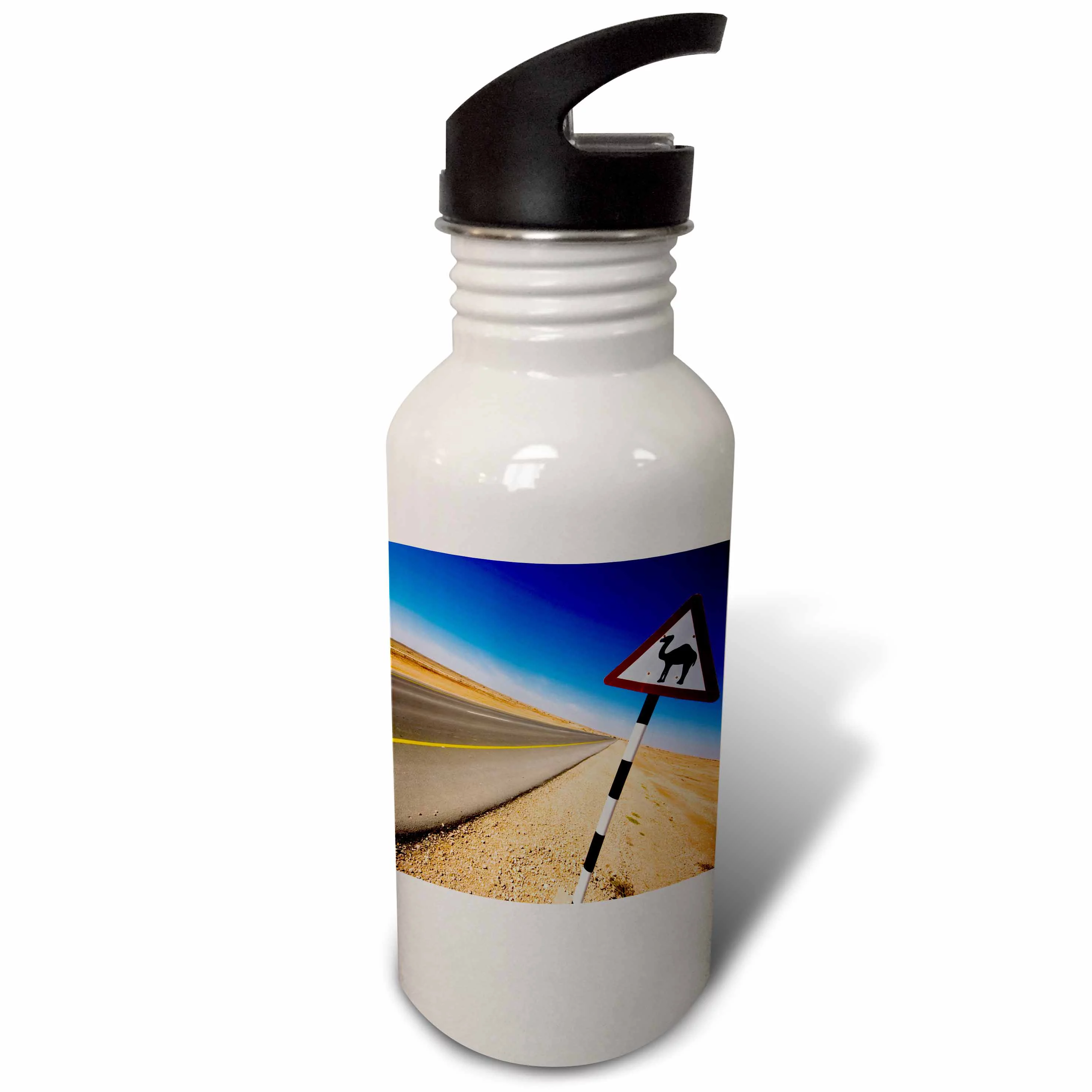 Oman, Marmul, Road sign of camel crossing-AS27 APA0127 - Aldo Pavan 21 oz Sports Water Bottle wb-74635-1