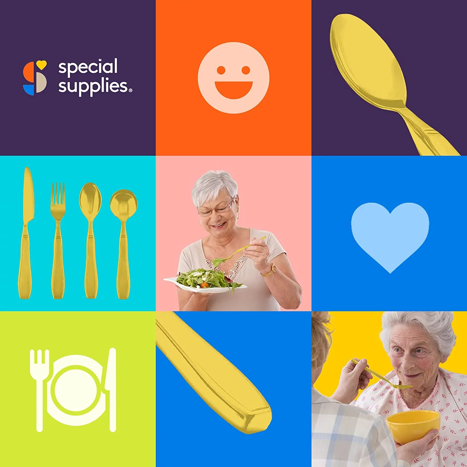 Special Supplies Adaptive Utensils 4-Piece Set - Weighted for Hand Tremors, Arthritis, Parkinson's