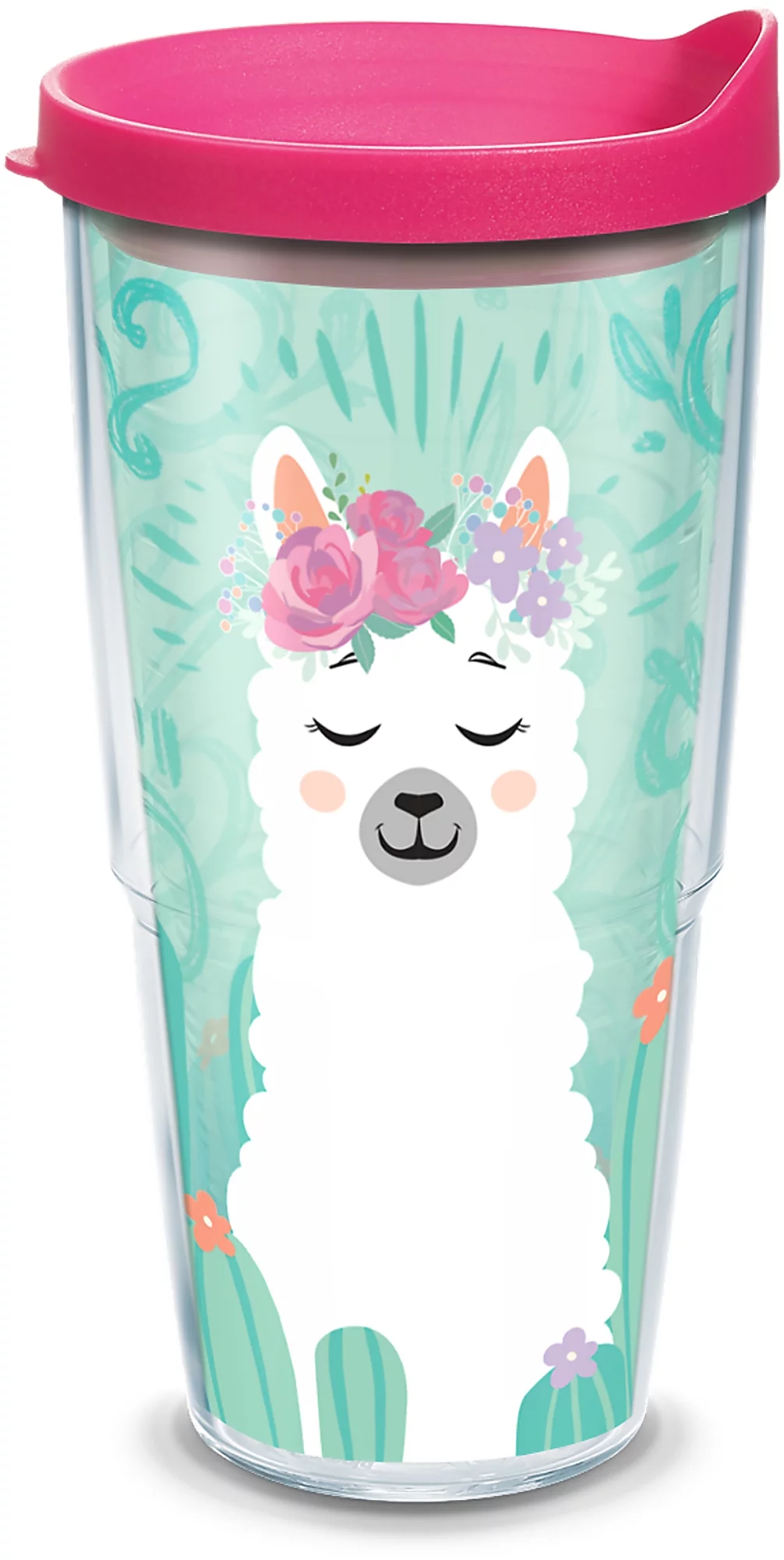 Tervis Llama Flora Made in USA Double Walled  Insulated Tumbler Travel Cup Keeps Drinks Cold & Hot, 24oz, Clear