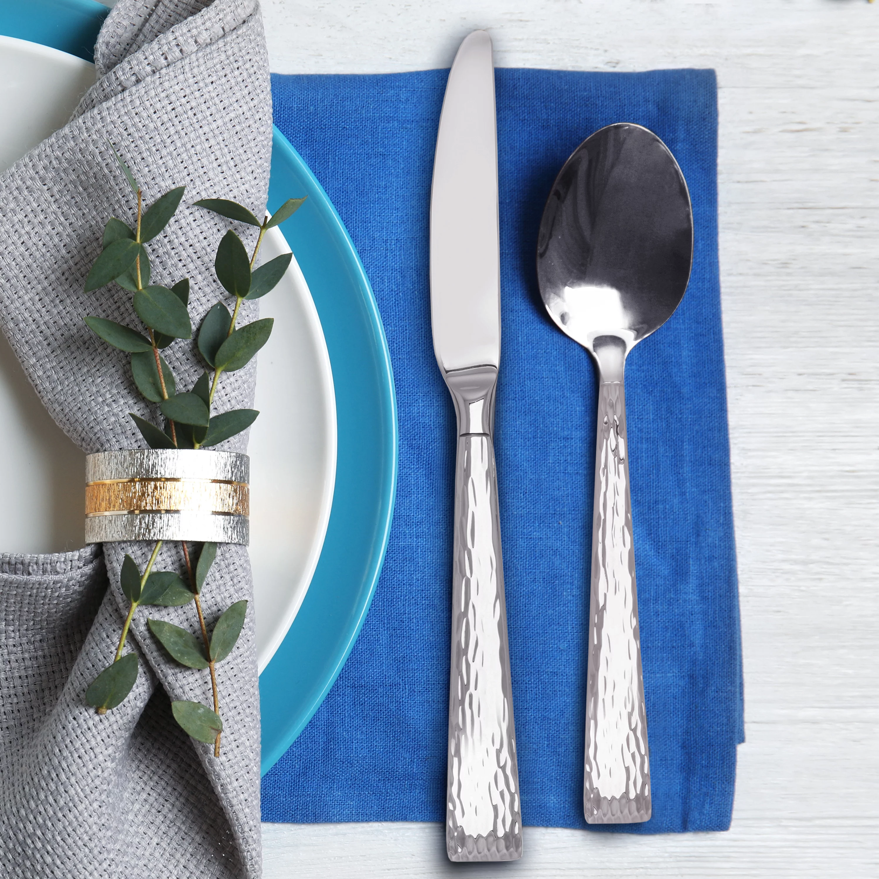 Hampton Signature™ Brocade Hammered - 20 Piece Flatware Set, Service for 4