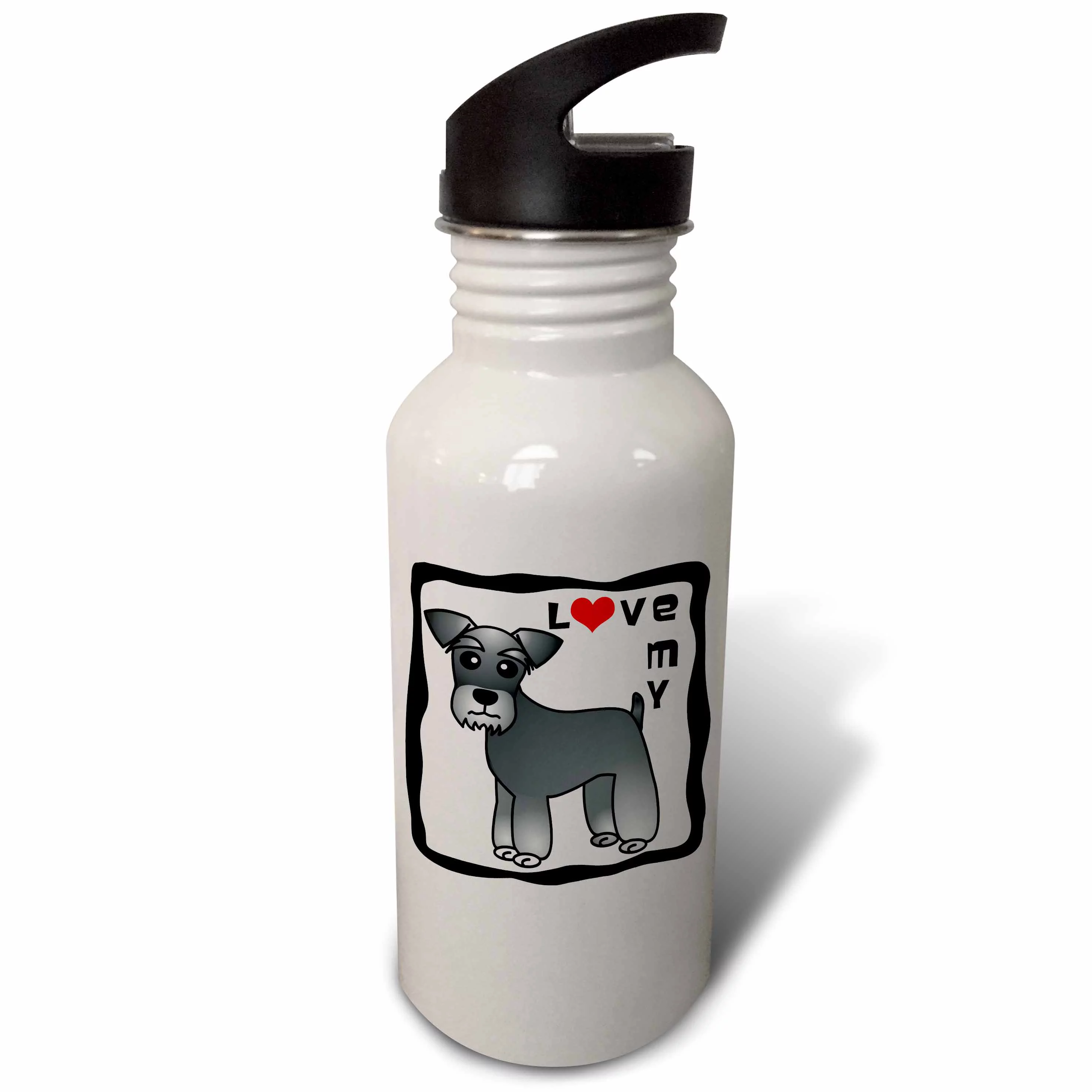 I Love My Miniature Schnauzer Dog - Banded Coat (Salt and Pepper) - Red Heart 21 oz Sports Water Bottle wb-40884-1