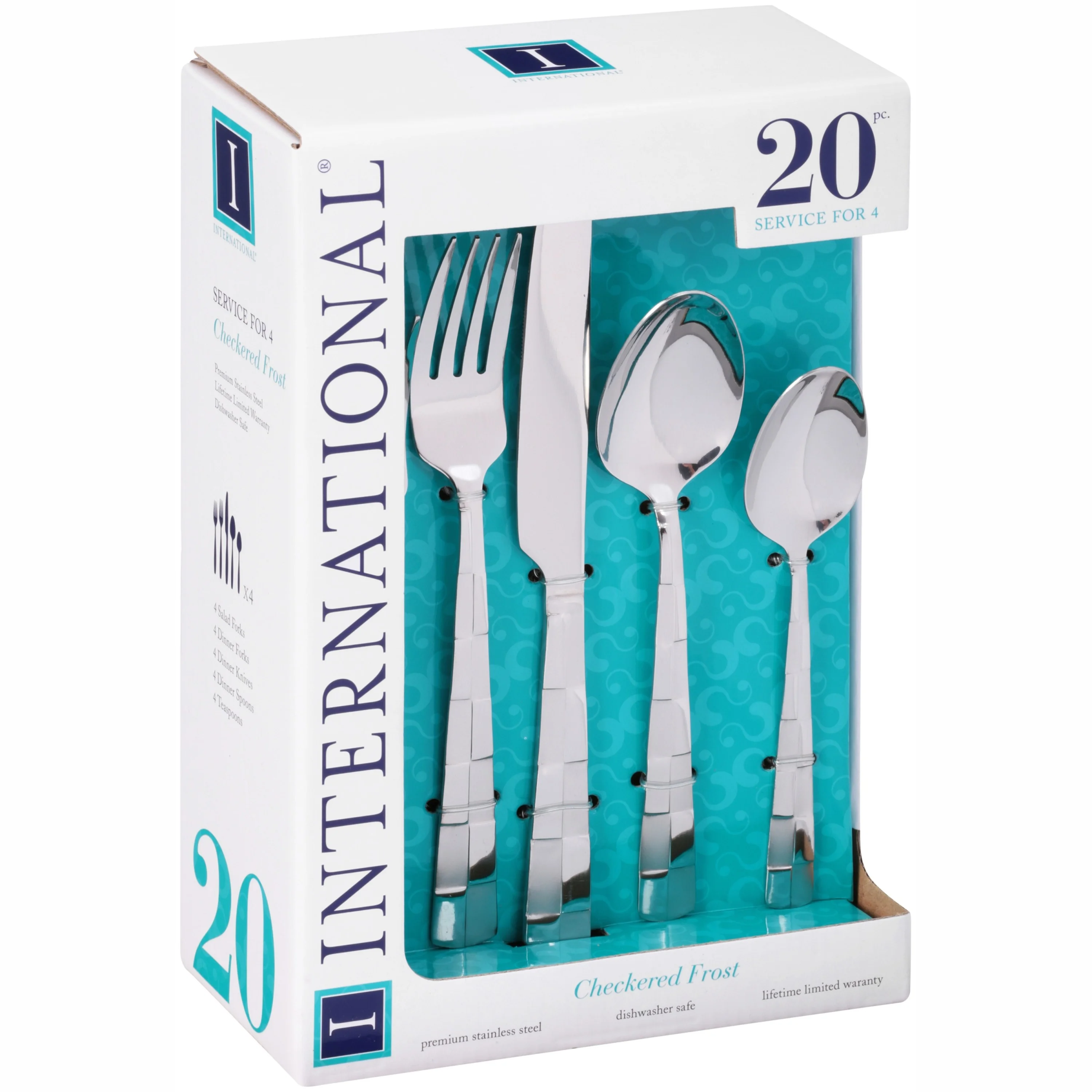 International Silver Checkered Frost 20-piece Stainless Flatware set