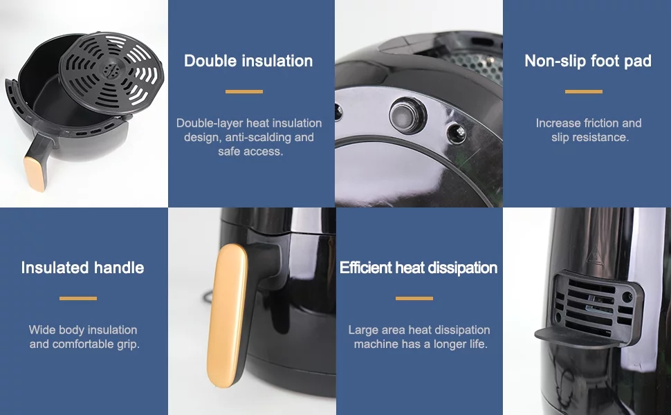 Family Air Fryer , 3.6 Quart 1300-Watt Electric Hot Air Fryers Oven Oil Free Nonstick Cooker w/Nonstick Coated Basket for Frying, Roasting, Grilling, Baking . ETL/UL Certified