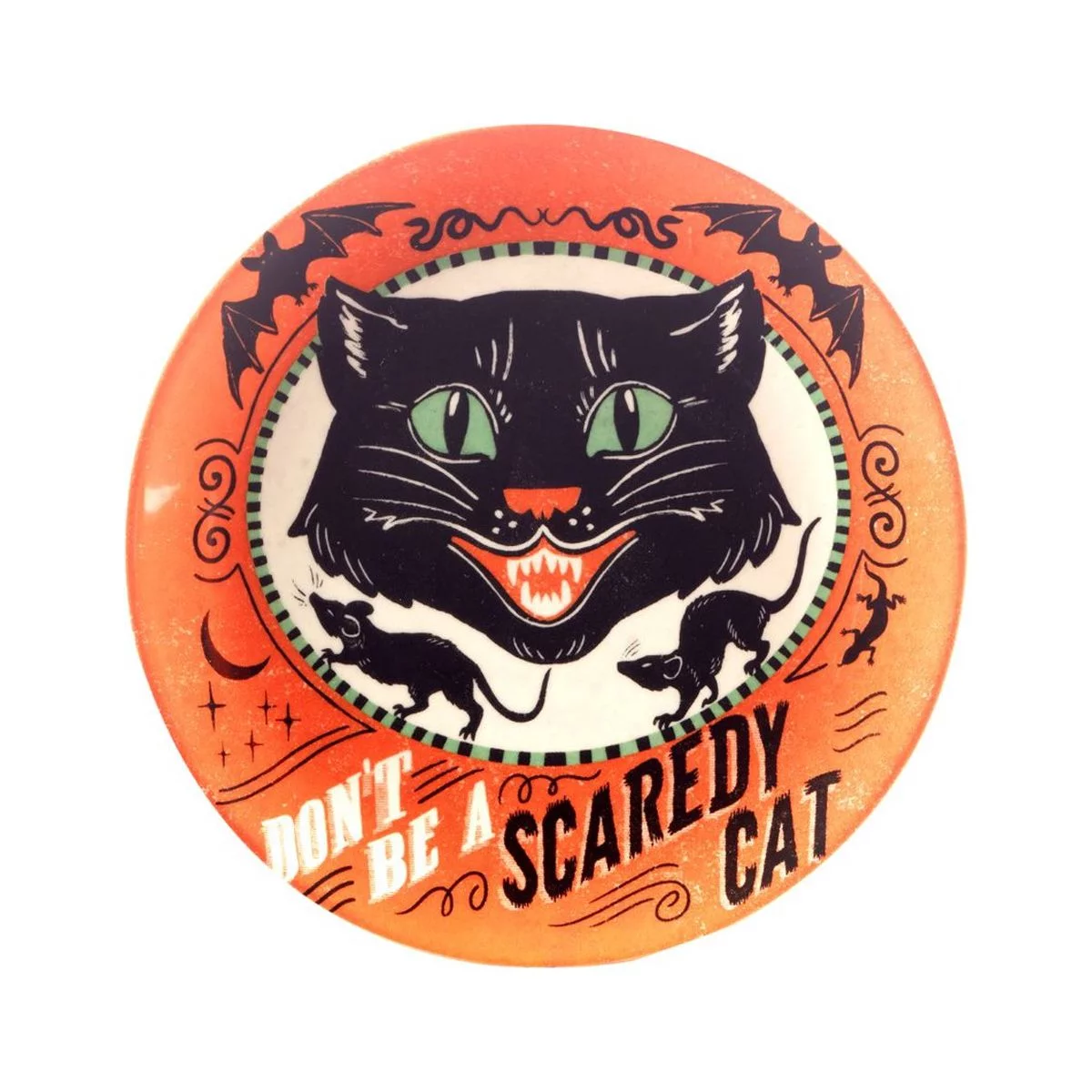 Certified International Set of 2 Scaredy Cat Halloween Serving Plates with Metal Stand 10