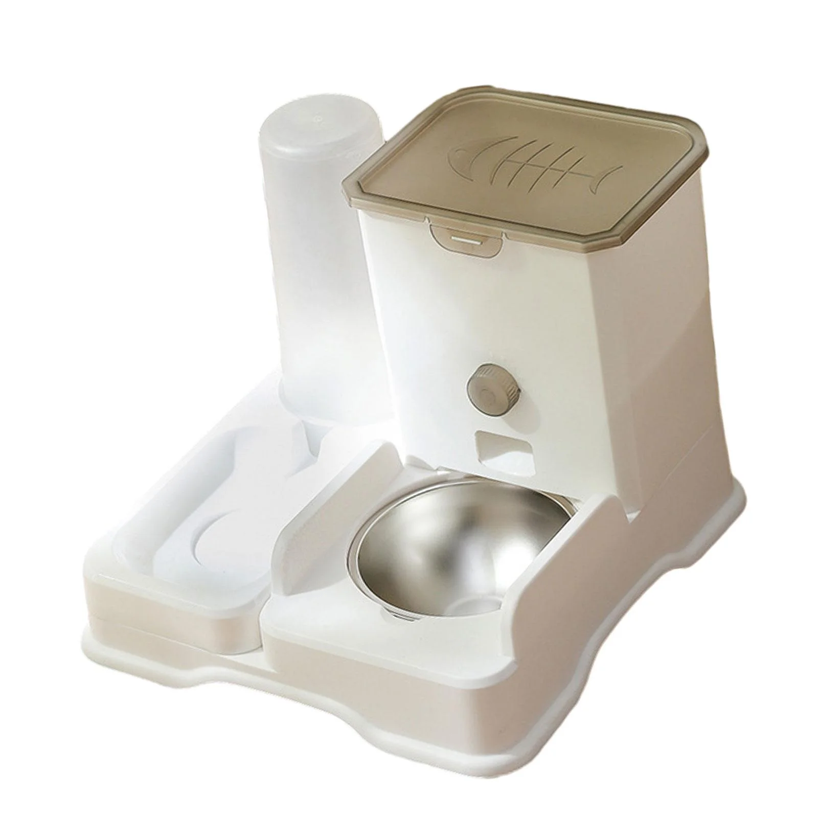 EHJRE 2 in 1 Automatic Pet Waterer Large Capacity Pet Food Storage Pet Self Feeder Cats Dog Water and Food Feeder for Small Animals Stainless Steel Bowl