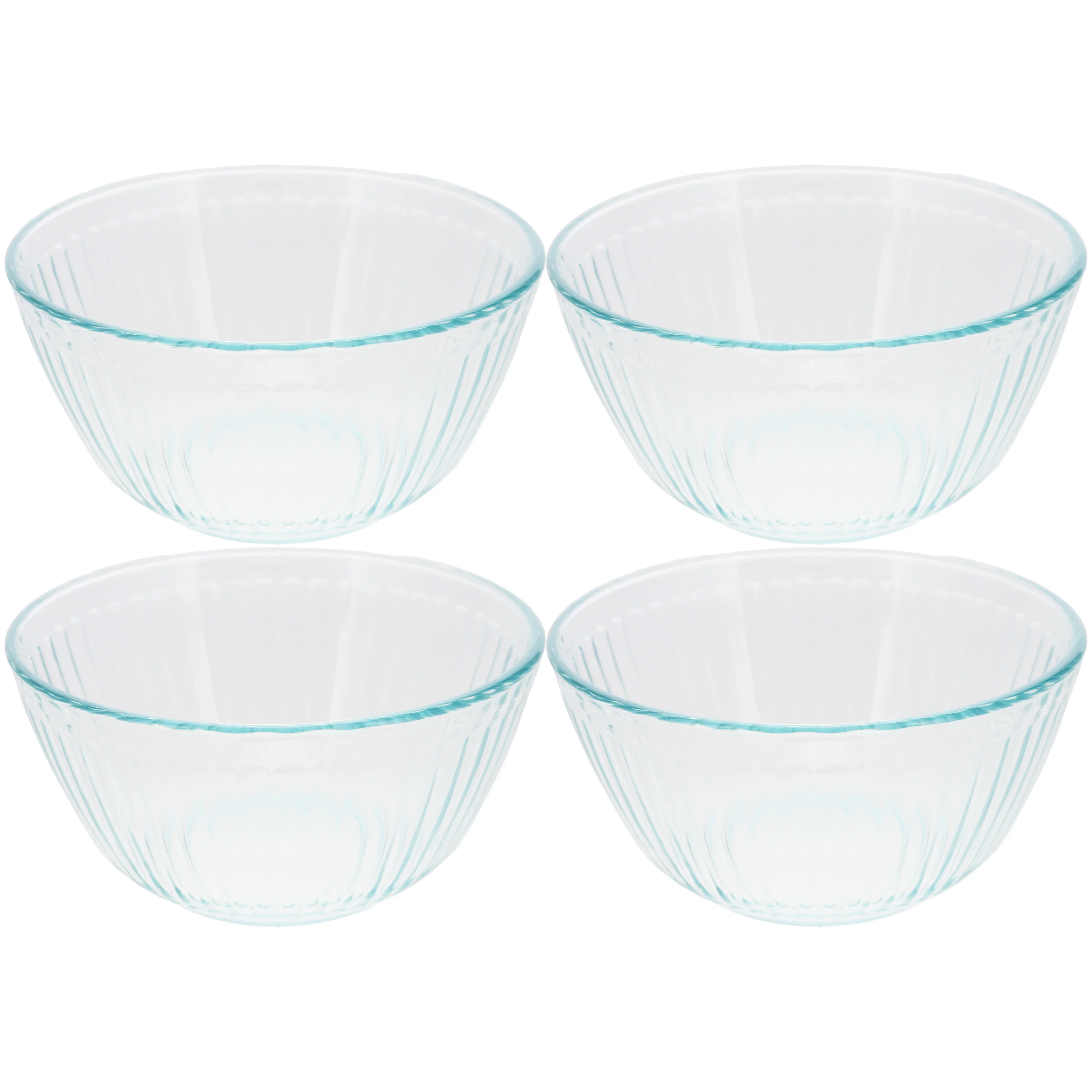 Pyrex 7402 6-Cup Sculpted Glass Mixing Bowls (4-Pack)