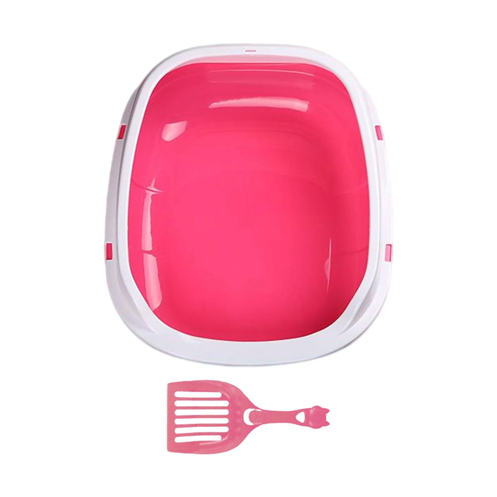 Semi Enclosed Cat Toilet Portable Container Sand Box Open Top Pet Kitten Litter Pan for Rabbits Dog Small Large Cats Pink