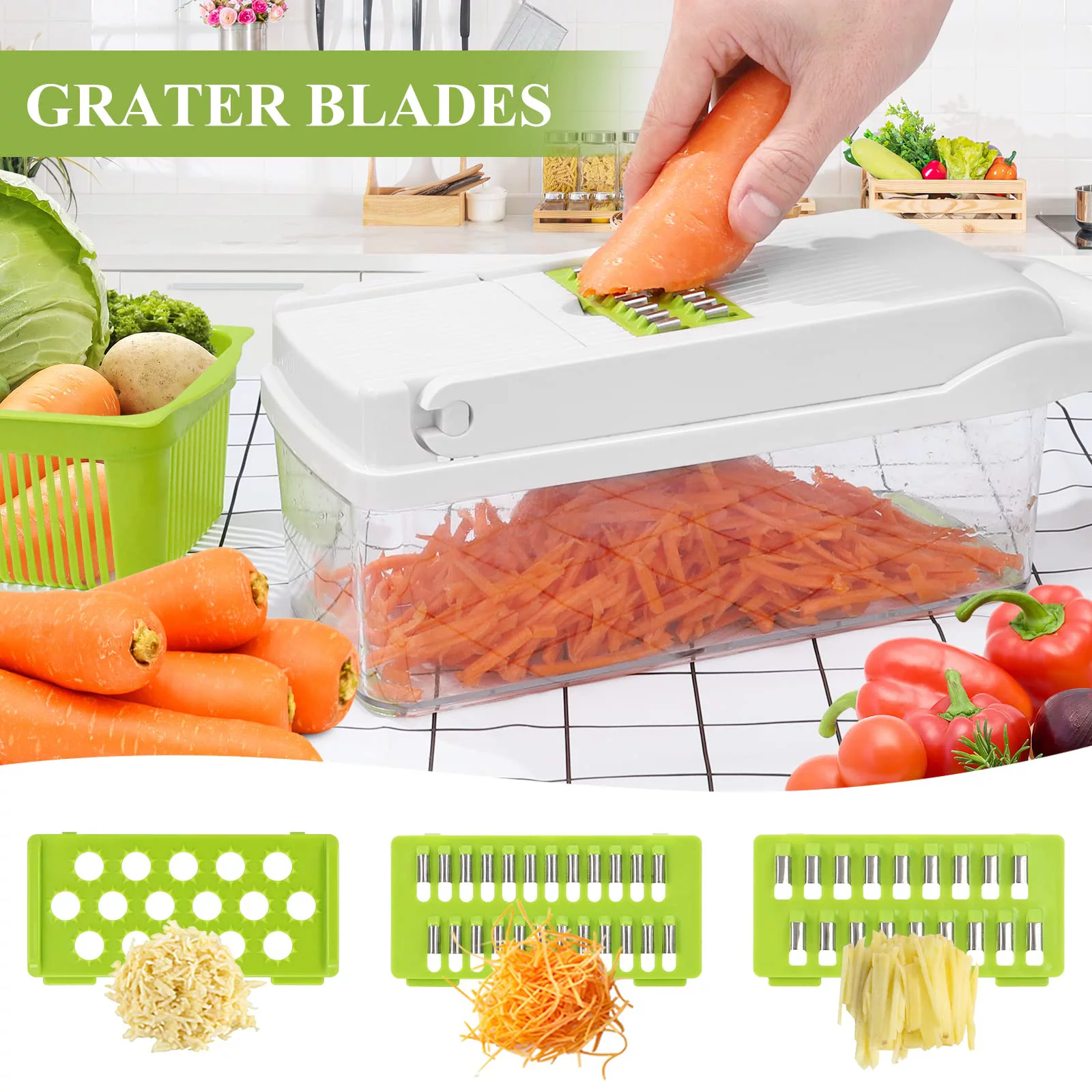 IMMEKEY Vegetable Chopper, 13 in 1 Kitchen Mandoline Slicer Food Chopper