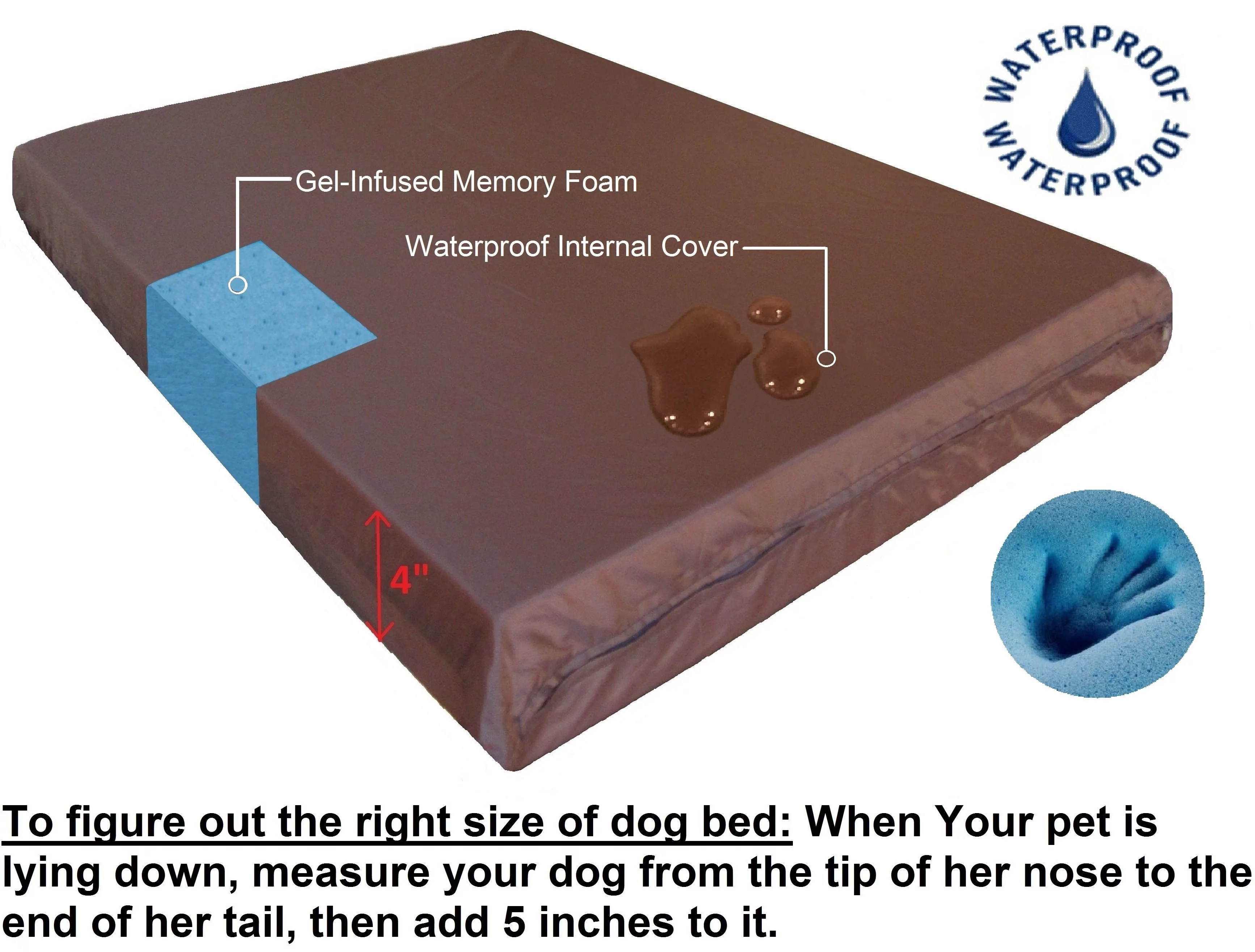 Extra Large Orthopedic Waterproof Memory Foam Dog Bed for Medium to Large Pet 47