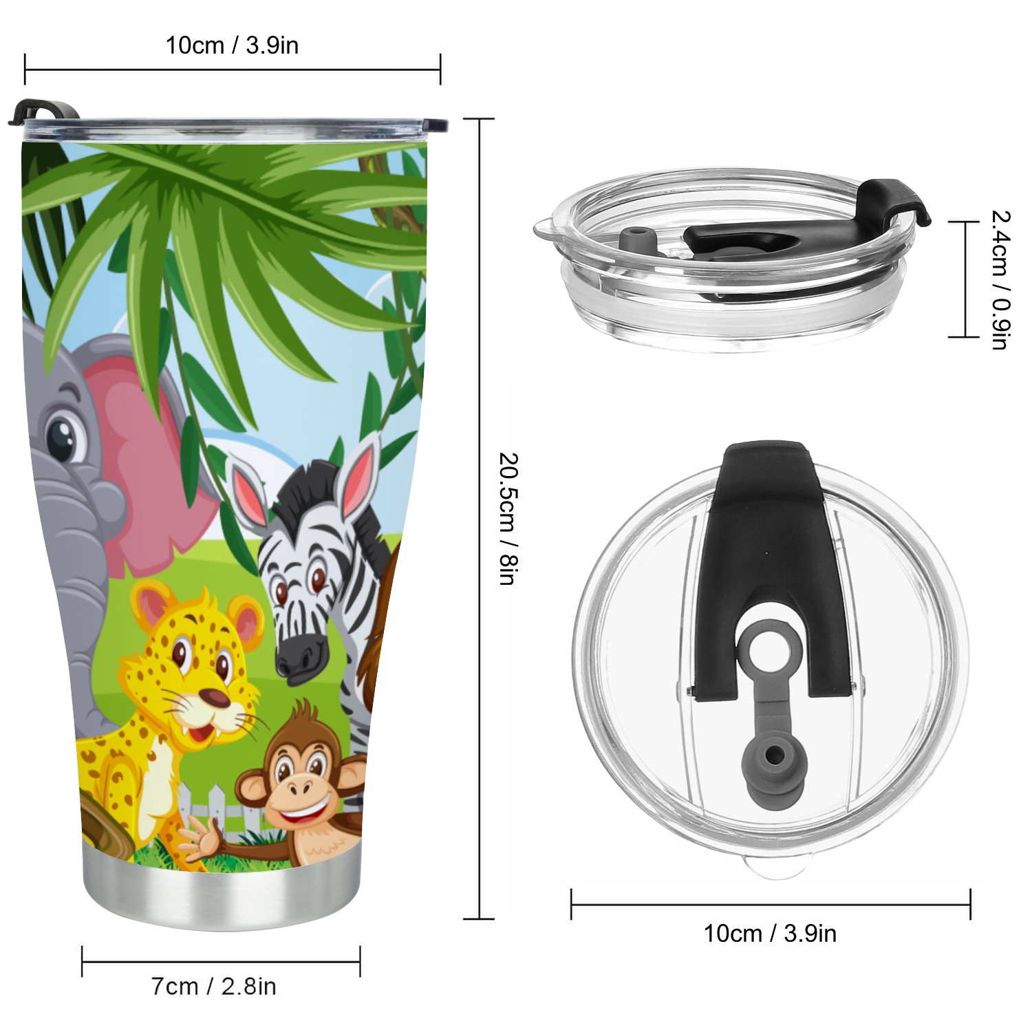 Hidove Stainless Steel Tumbler, Wild Animals in the Forest 30oz Leak Proof & Stainless Steel Bottle for Hot & Cold Drinks - Coffee Travel Mug, Water Metal Canteen, Thermal Cup