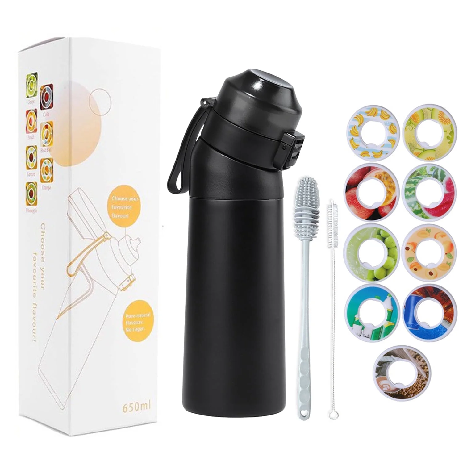 Air Water Bottle with 1 Flavor Pods, 700ML Insulated Water Bottle, 304 Stainless Steel 0 Sugar BPA