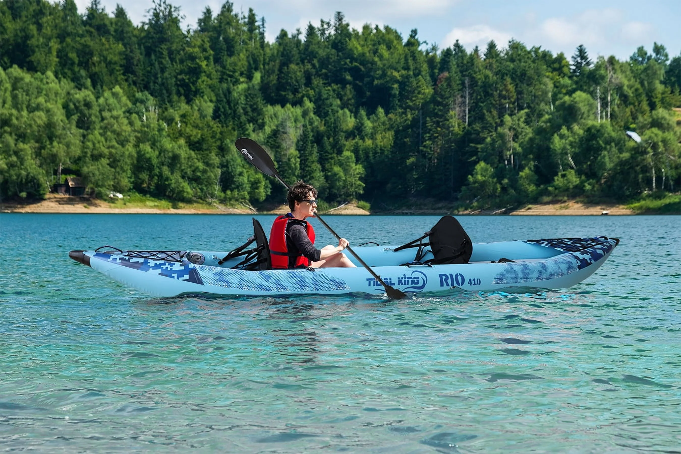 Tidal King Premium 2 Person Inflatable Kayak with 2x Kayak Paddles, 2x Seats, Pump, Backpack, 20L Dry Bag, Waterproof Phone case - 2 Years Warranty (Rio 410)