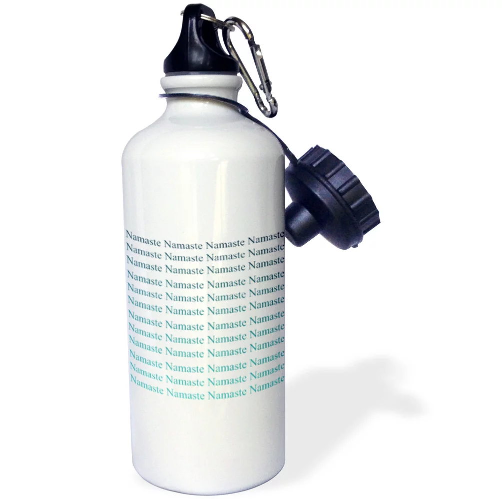 Teal Aqua Ombre Namaste 21 oz Sports Water Bottle wb-202345-1