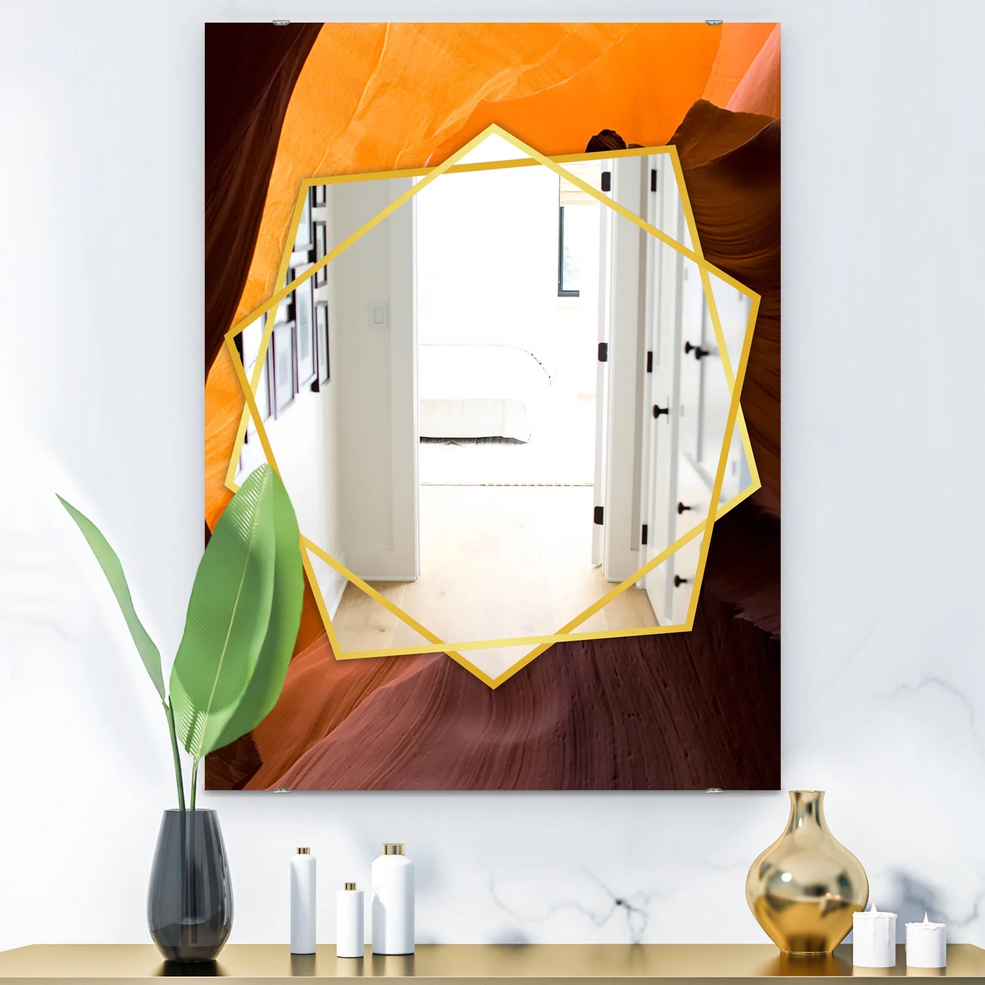 DESIGN ART Designart 'Arizona Lower Antelope Slot Canyon' Traditional Mirror - Printed Wall Mirror 23.7in.x31.5in.