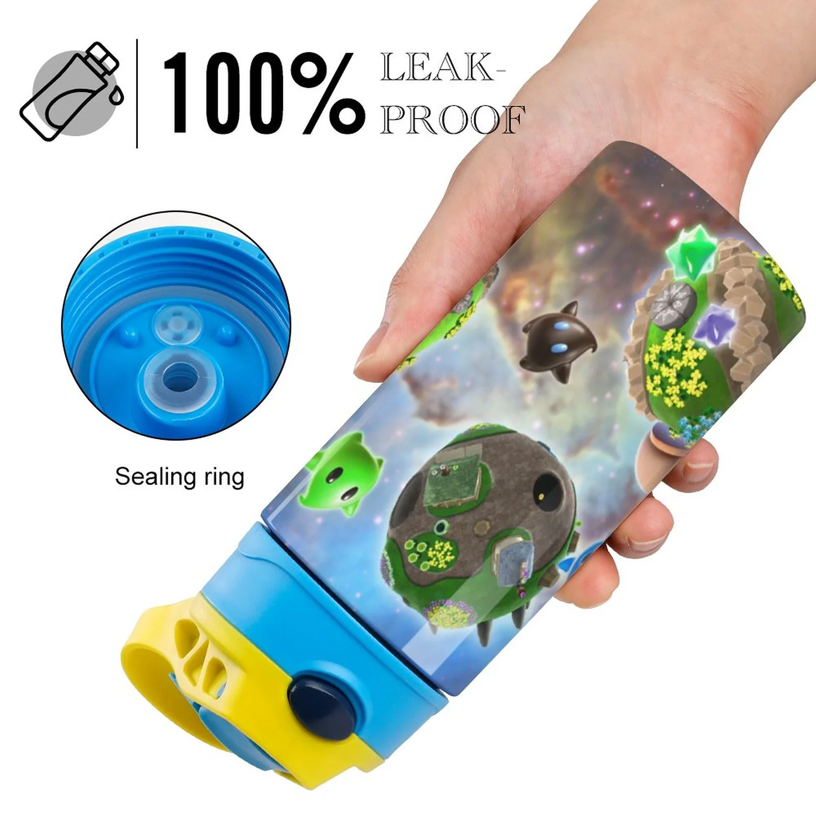 Mario Galaxy Kid's Insulated Water Bottle With Straw Vacuum Stainless Steel Cup Leak-Proof Children Toddler Thermoses