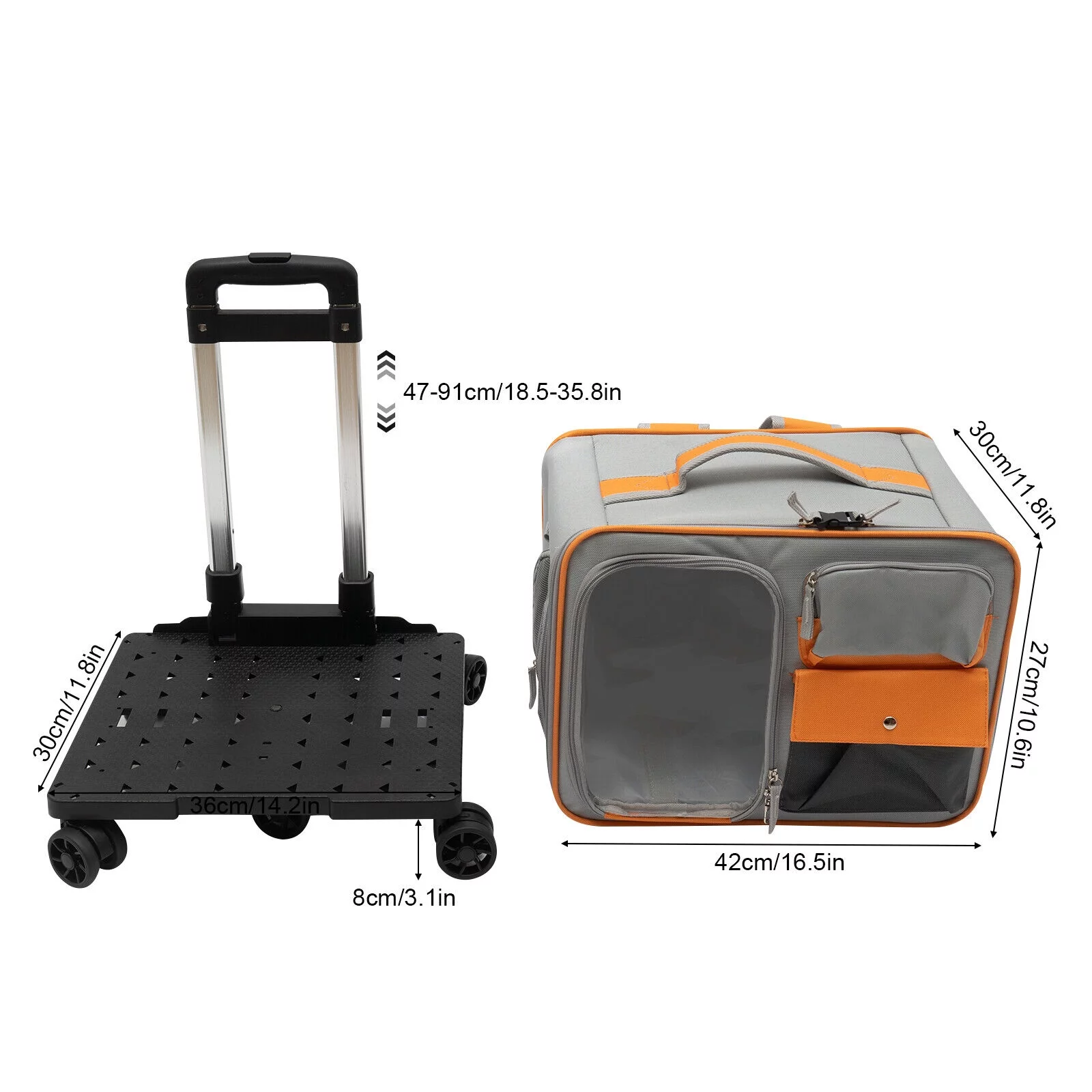 Portable Pet Carrier with Wheels & Soft Inside Pad for Small Dogs & Cats Travel