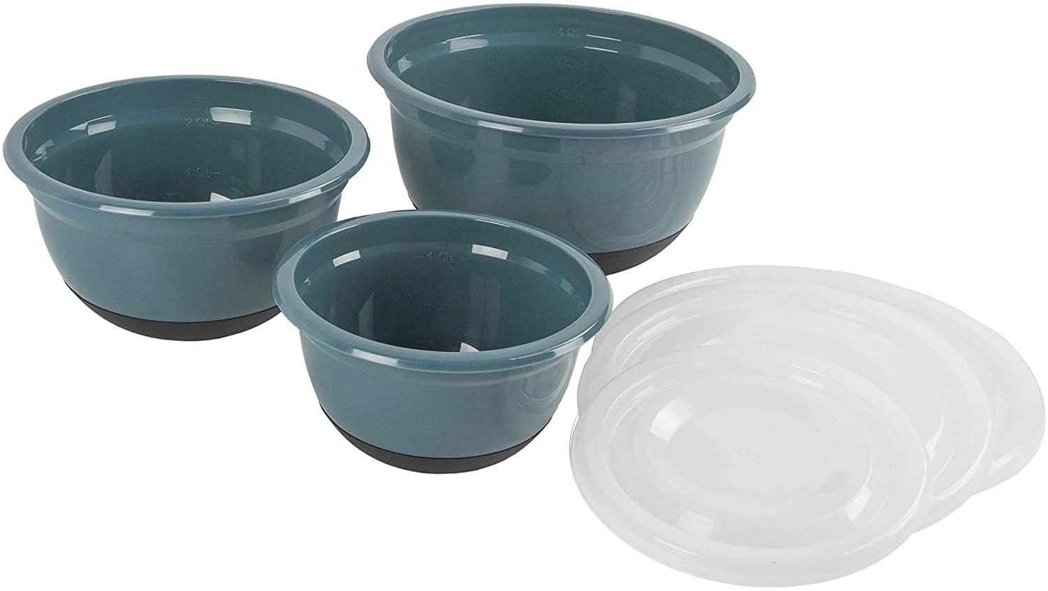 Bowl Set - Plastic, Durable Kitchenware, Dishwasher Safe - Made In The - Prussian Blue & Light Teal