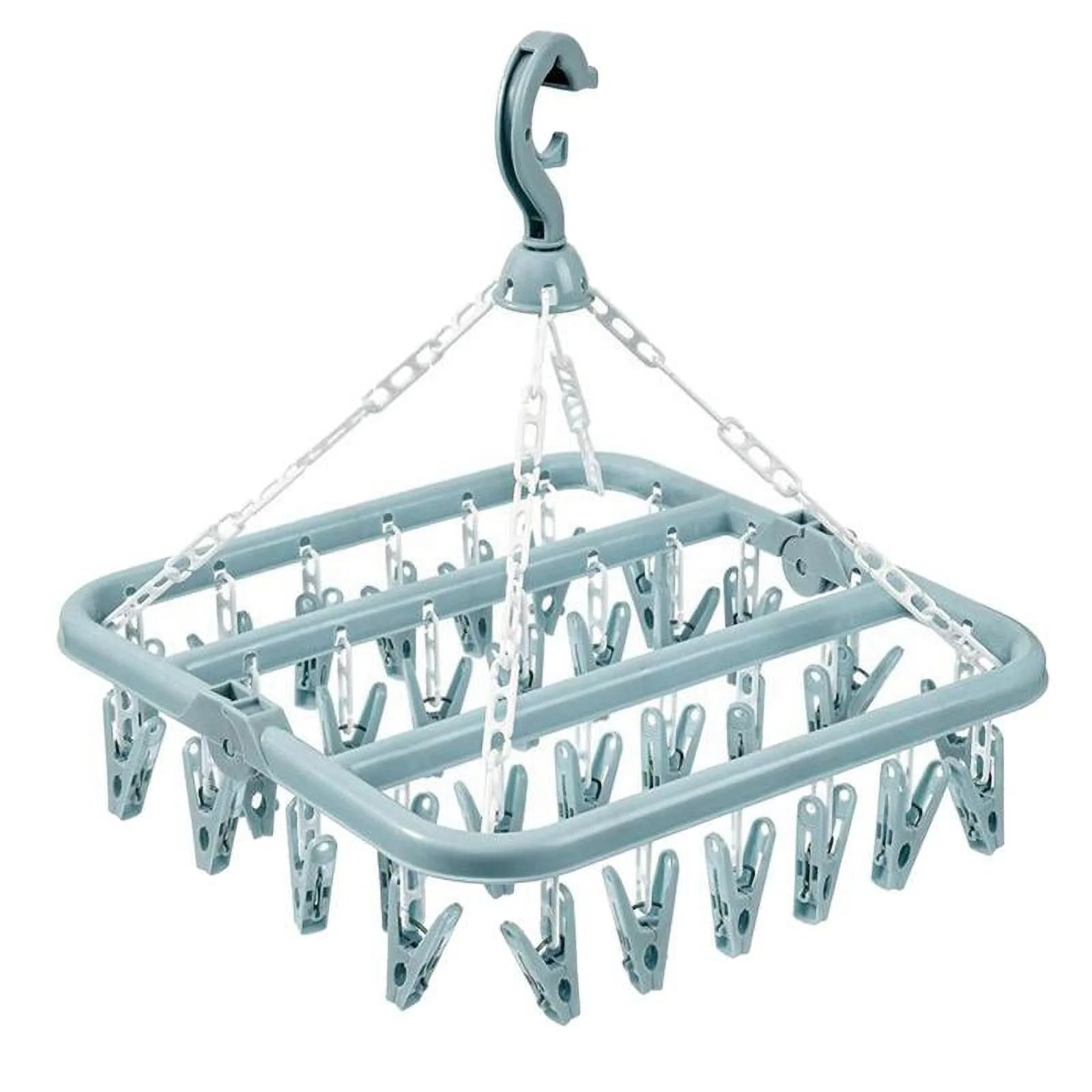 Folding Clothes Hanger Dryer Windproof Socks Underwear Dryer 32 Peg Blue