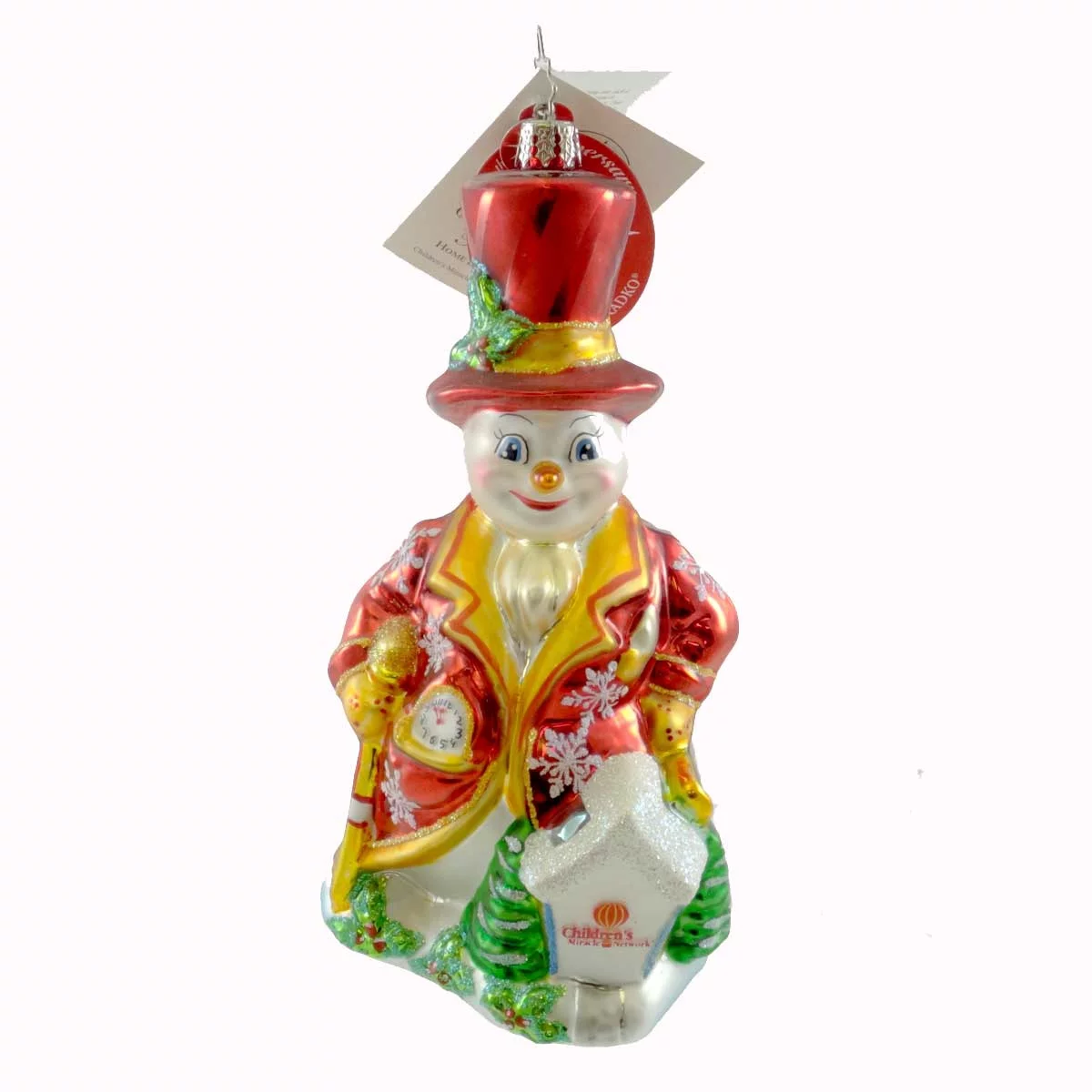 Christopher Radko HOME IN MY HEART Blown Glass Ornament Charity Snowman