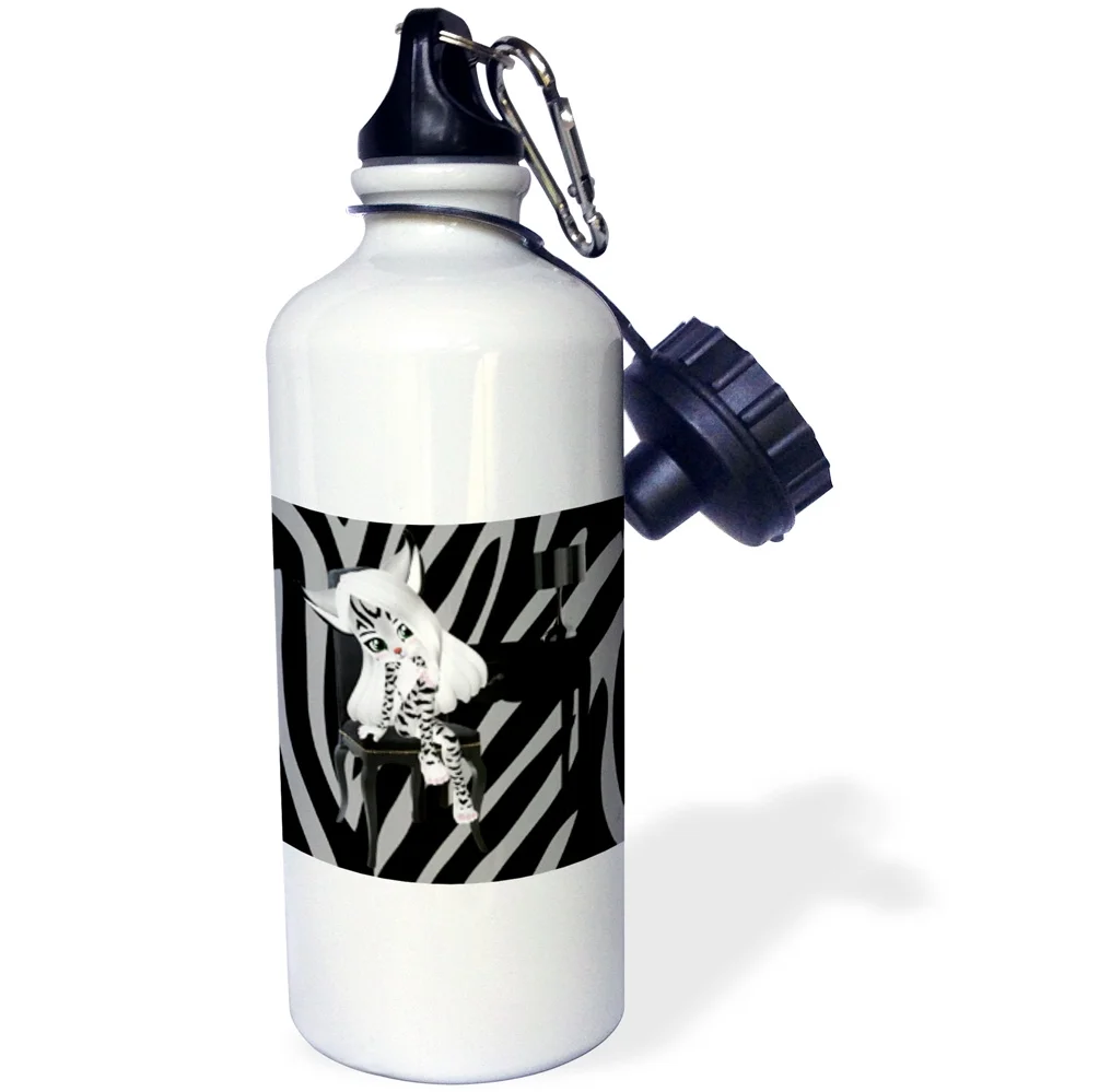 3dRose Zebra print cute zebra girl on a chair for girls., Sports Water Bottle, 21oz