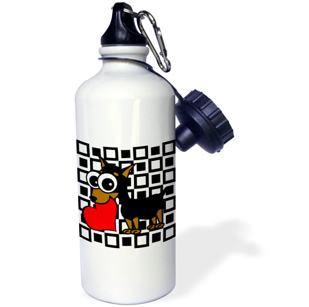 Miniature Pinscher Has My Heart 21 oz Sports Water Bottle wb-6082-1