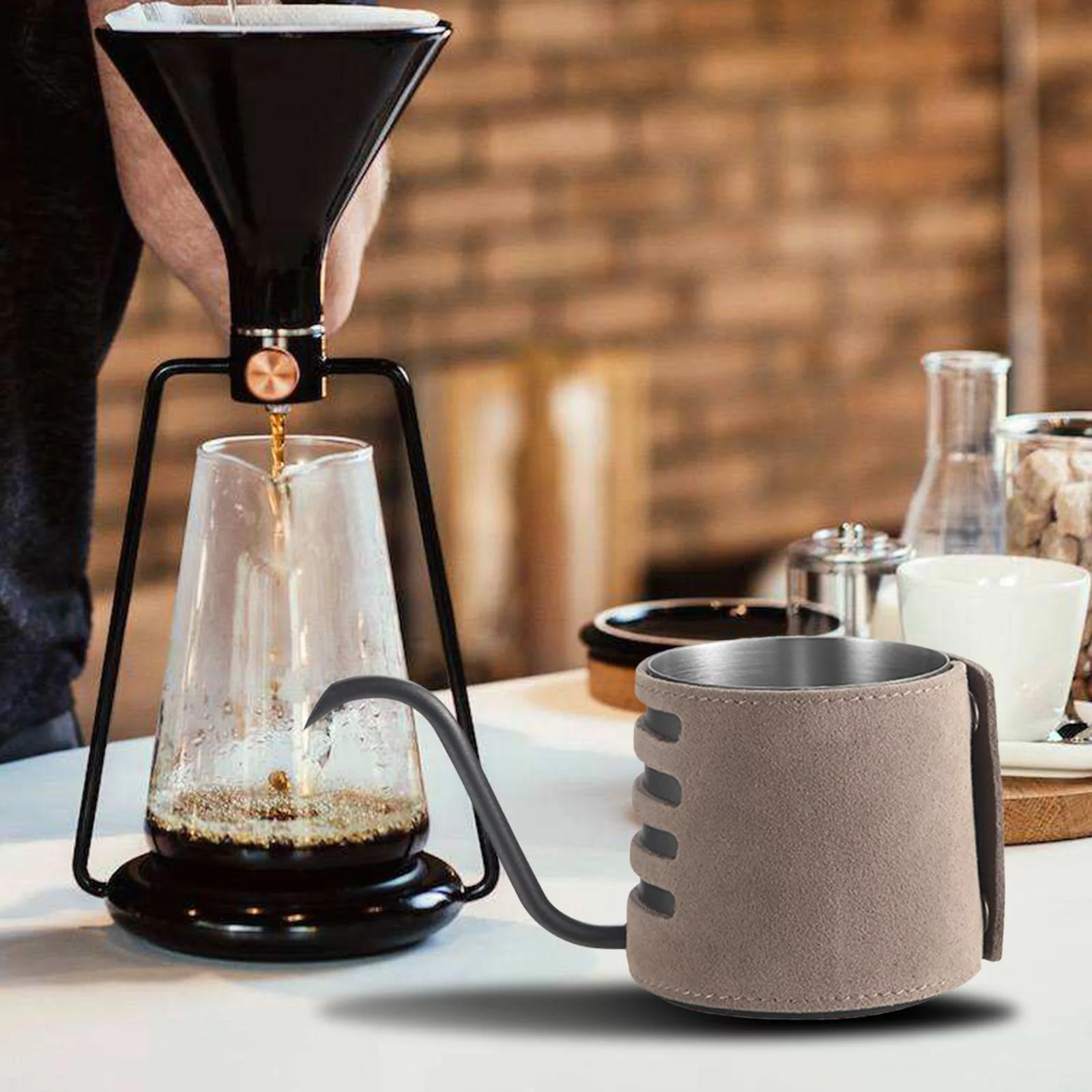 Coffee Kettle Handleless Precision Drip Spout 250ml Tea Pot Hot Coffee Drip Kettle for Drip Kitchen - Black