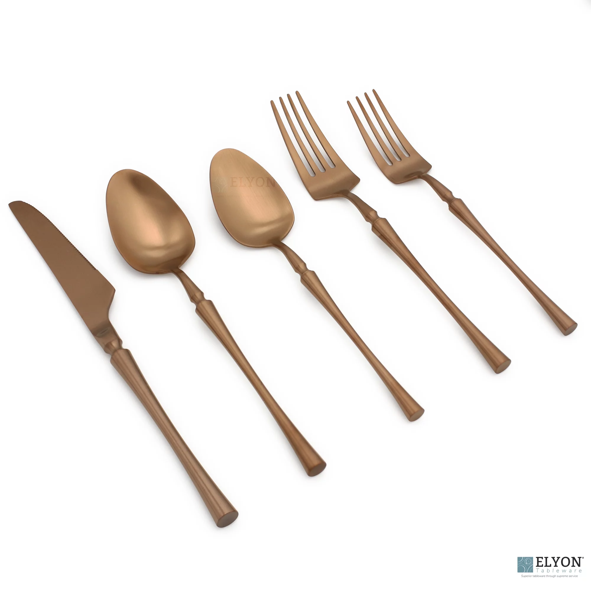 Elyon Tableware® 20-Piece Noelle Matte Copper Flatware Set, Stainless Steel, Service For 4