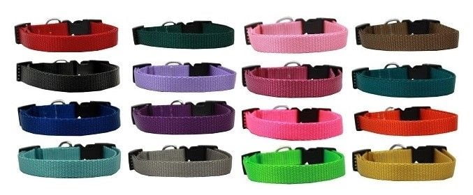 Nylon Dog Collar Bulk Packs Assorted Colors Choose Size & Amount Rescue Shelter (Small 10 - 14 Inch,16 Collars)