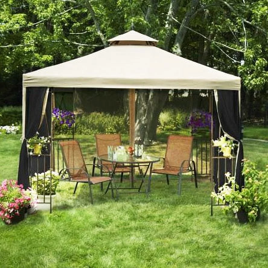 Garden Winds Replacement Canopy Top and Side Mosquito Netting Set for Laketon Gazebo, Riplock 350