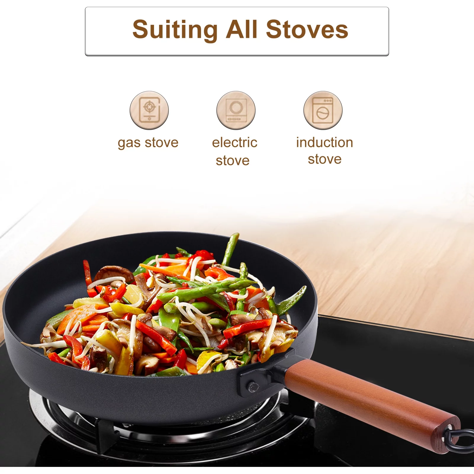 Tomshoo Non Stick Frying Pan Iron Pot Cookware, Excellent Heat Conductivity & Ergonomic Design