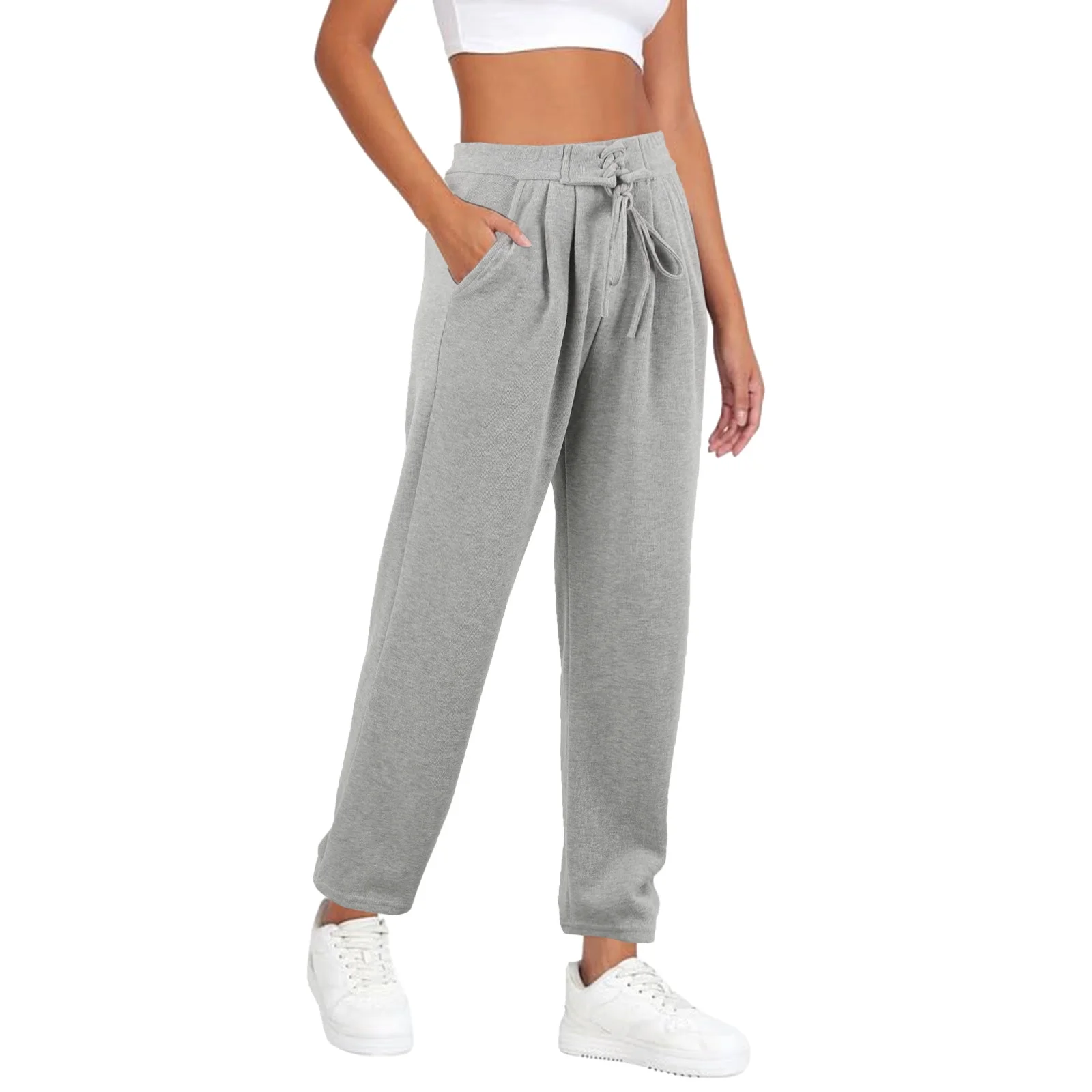 adviicd Pants for Women Casual Wide Leg Pants with Pockets Womens Work Pants Plus Size Pockets(Grey,S)