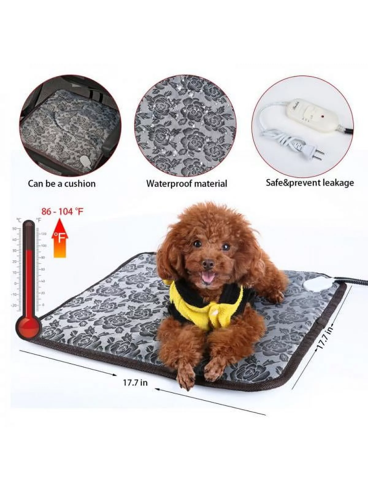 MarinaVida Pet Warm Heated Pad Puppy Dog Cats Large Electric Waterproof Bed Mat Heater Mats